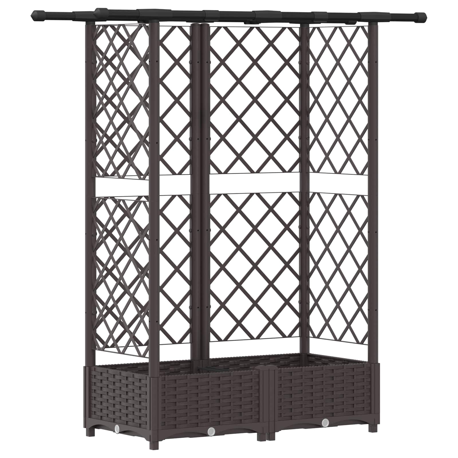 Letto Rialzato con Griglia e Tetto Marrone 124 x 40 x 121 cm PP