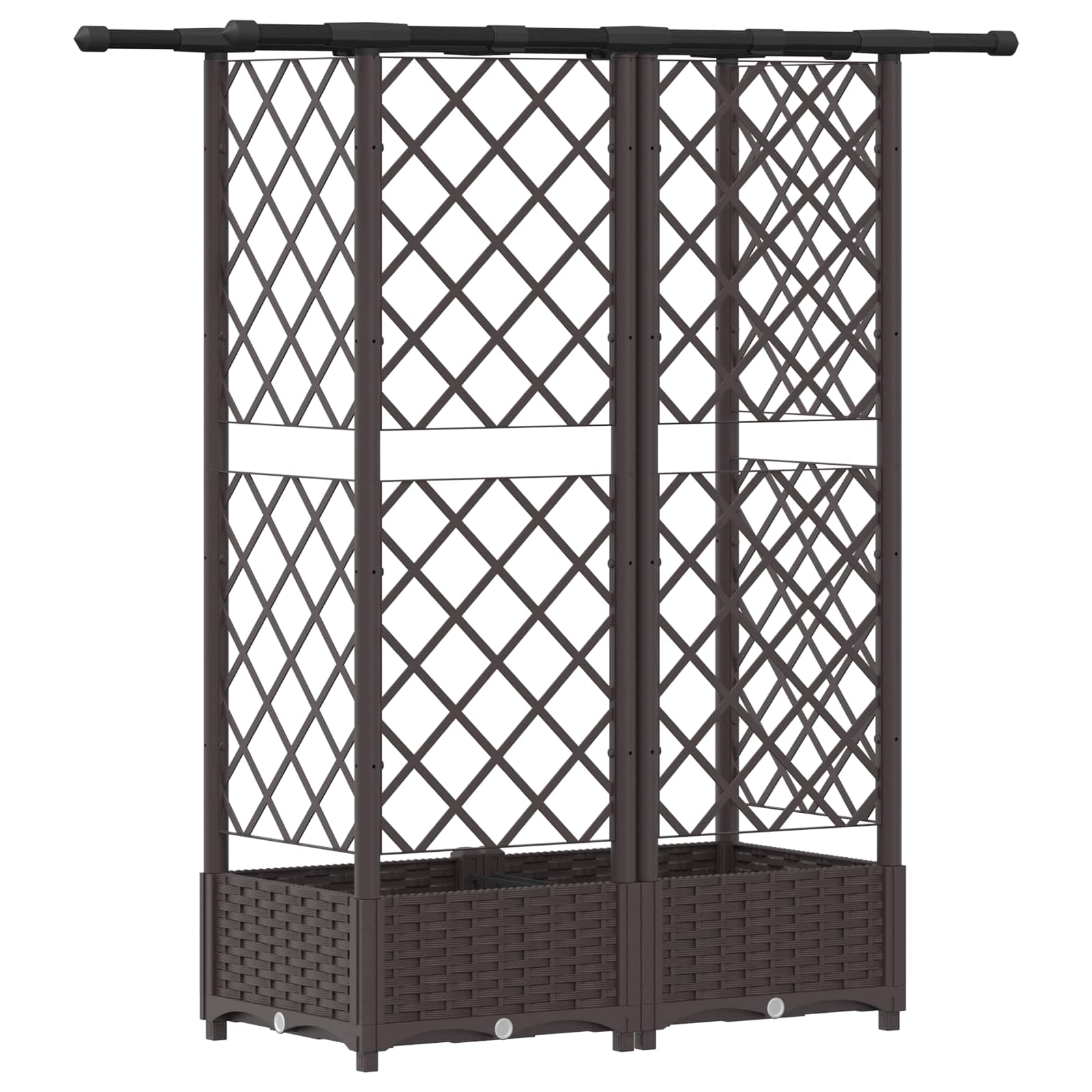Letto Rialzato con Griglia e Tetto Marrone 124 x 40 x 121 cm PP