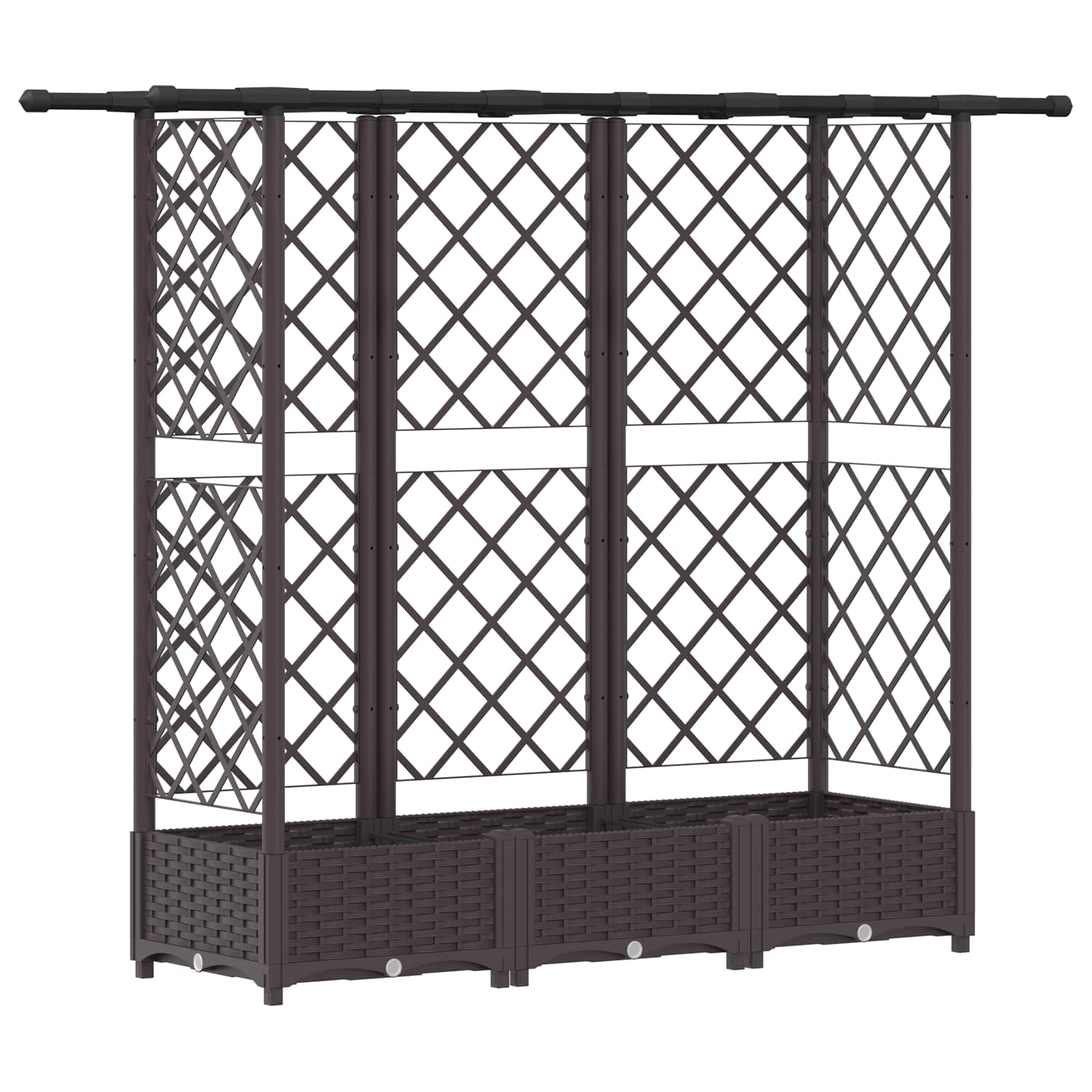 Letto Rialzato con Griglia e Tetto Marrone 164 x 40 x 121 cm PP