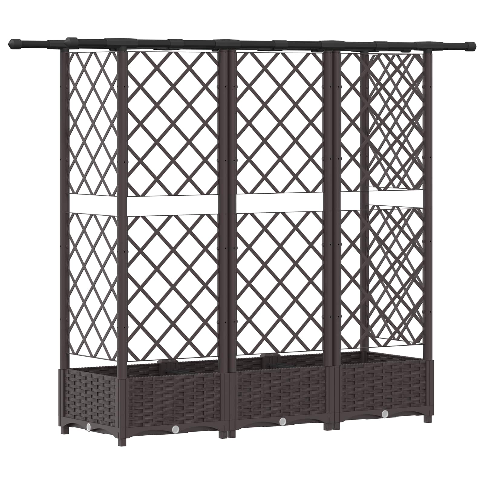 Letto Rialzato con Griglia e Tetto Marrone 164 x 40 x 121 cm PP