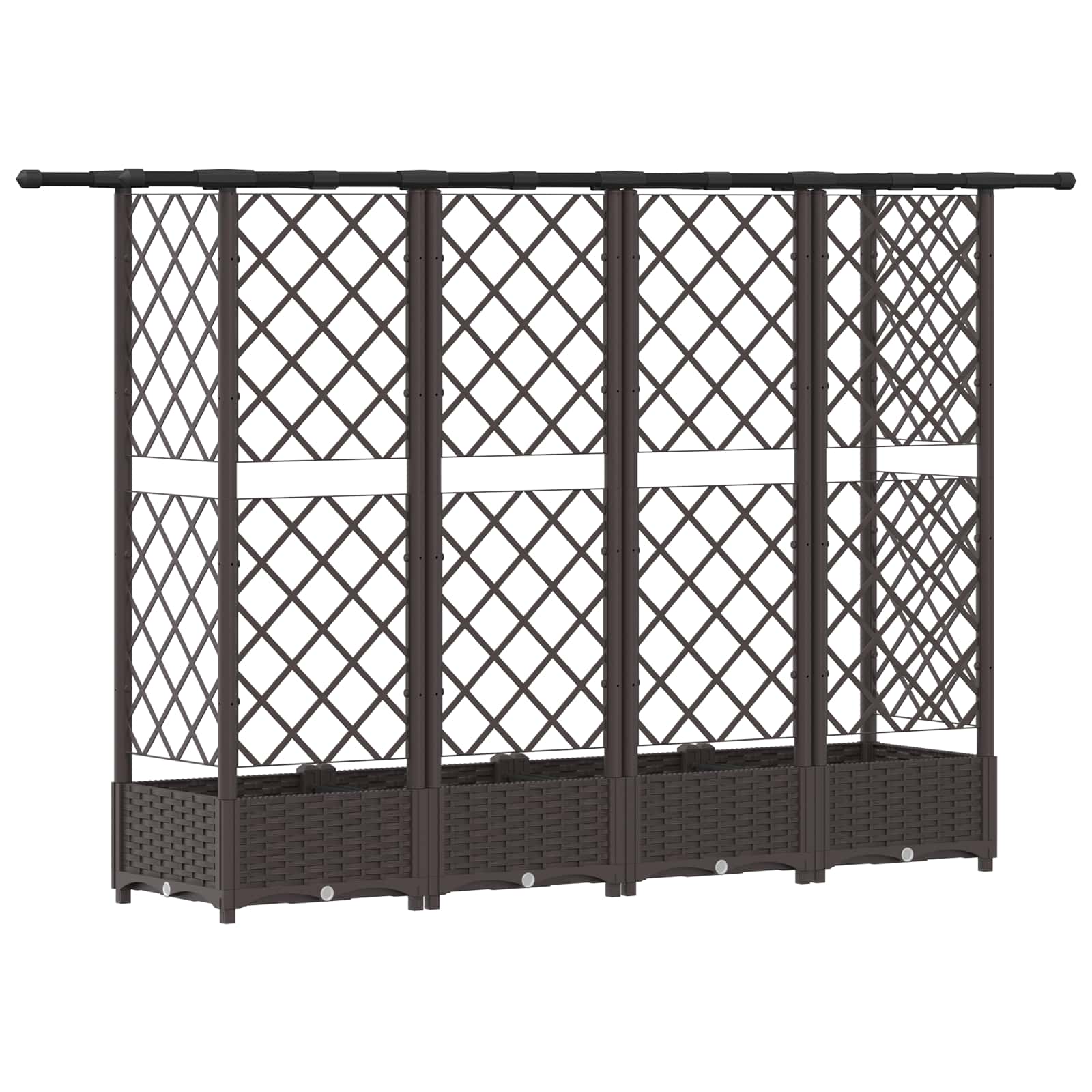 Letto Rialzato con Griglia e Tetto Marrone 202,5 x 40 x 121 cm