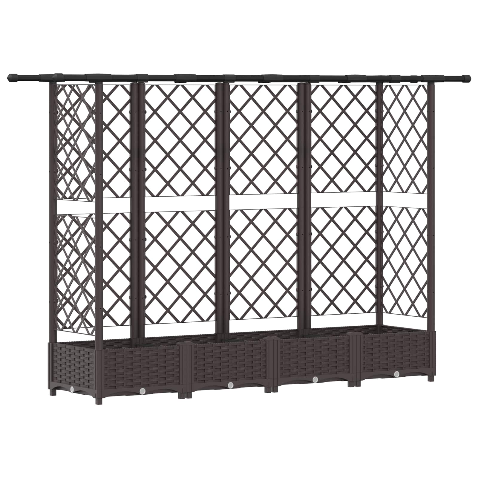 Letto Rialzato con Griglia e Tetto Marrone 202,5 x 40 x 121 cm