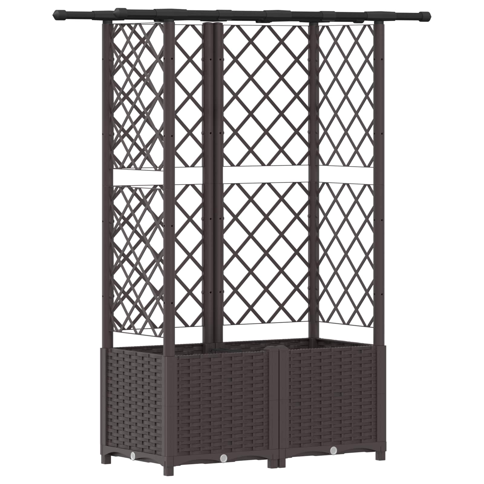 Letto Rialzato con Griglia e Tetto Marrone 124 x 40 x 136 cm PP