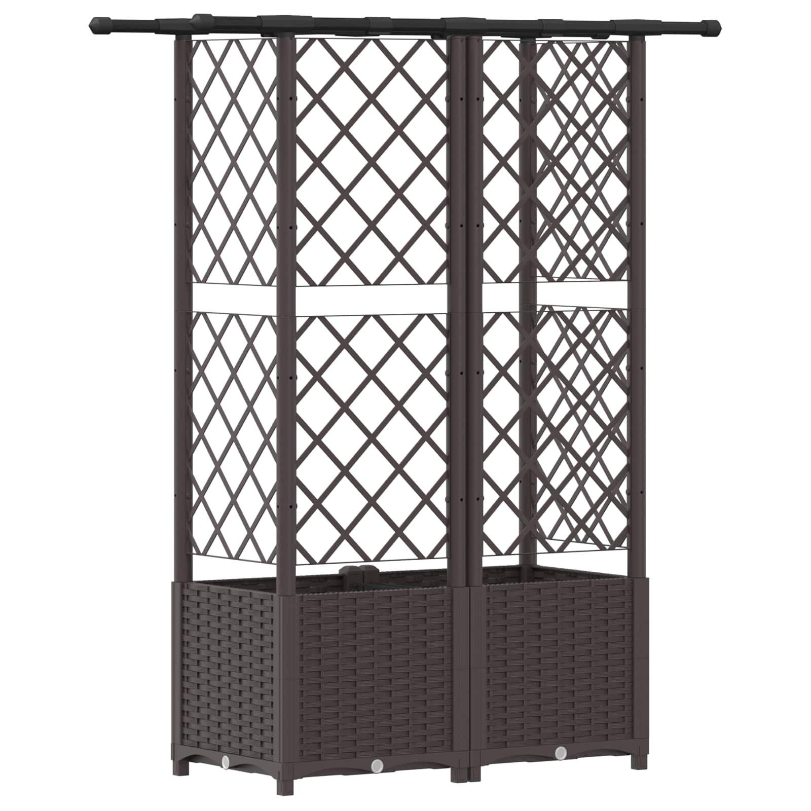 Letto Rialzato con Griglia e Tetto Marrone 124 x 40 x 136 cm PP