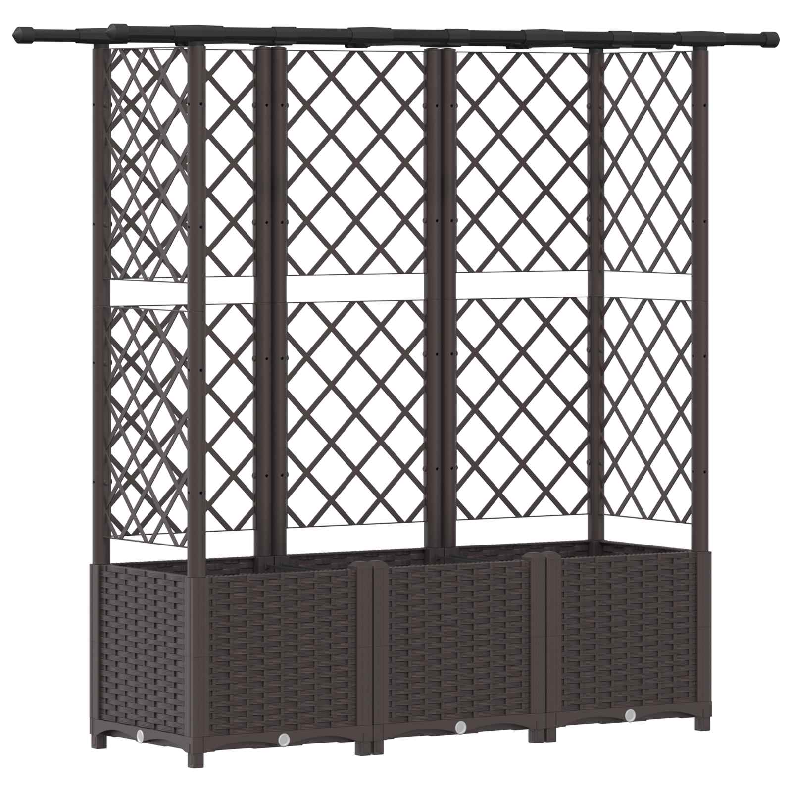 Letto Rialzato con Griglia e Tetto Marrone 163,5 x 40 x 136 cm
