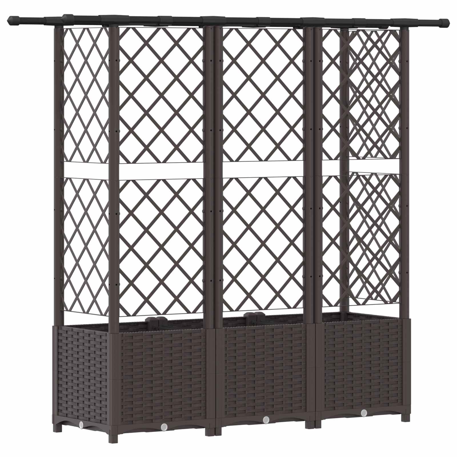 Letto Rialzato con Griglia e Tetto Marrone 163,5 x 40 x 136 cm