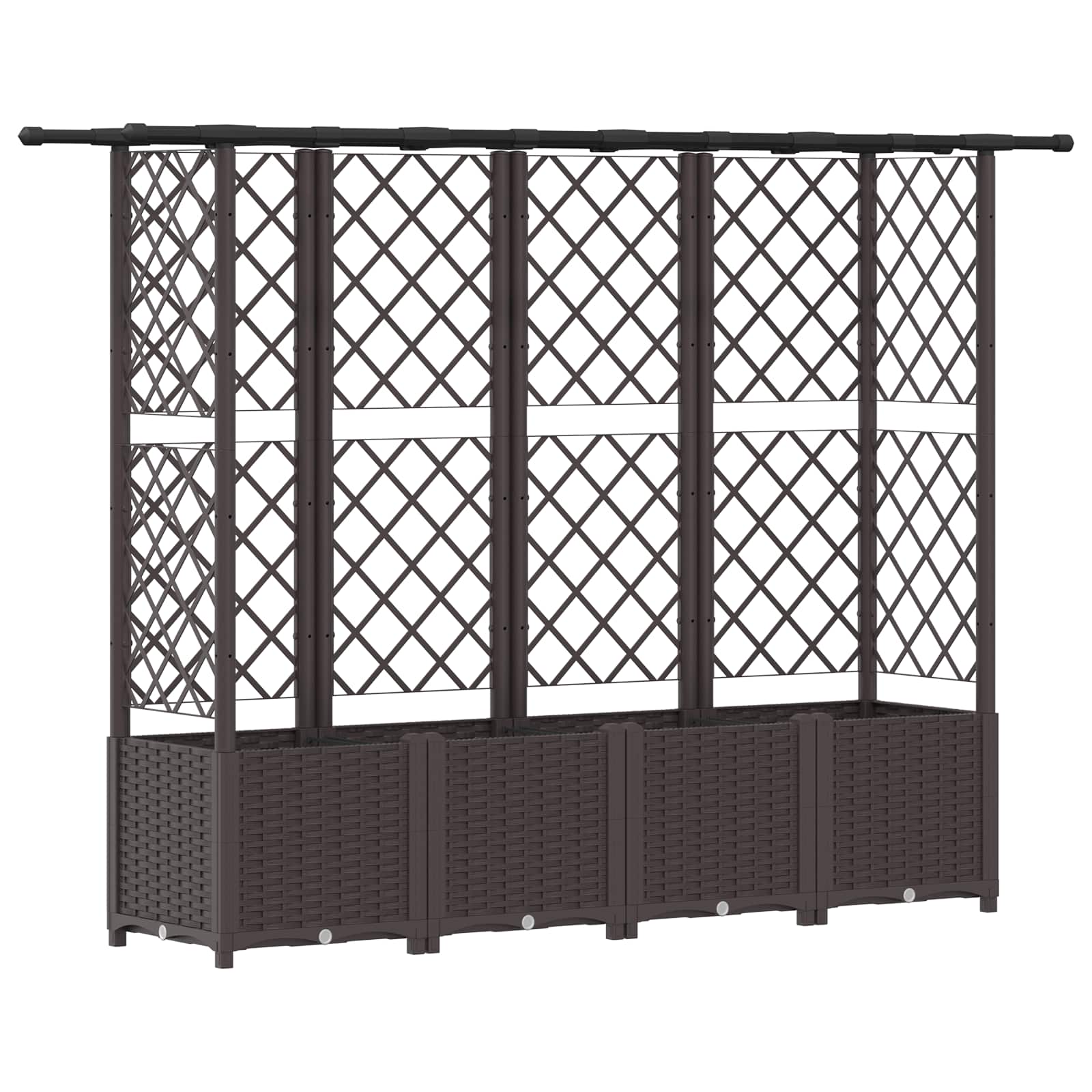 Letto Rialzato con Griglia e Tetto Marrone 202 x 40 x 136 cm PP