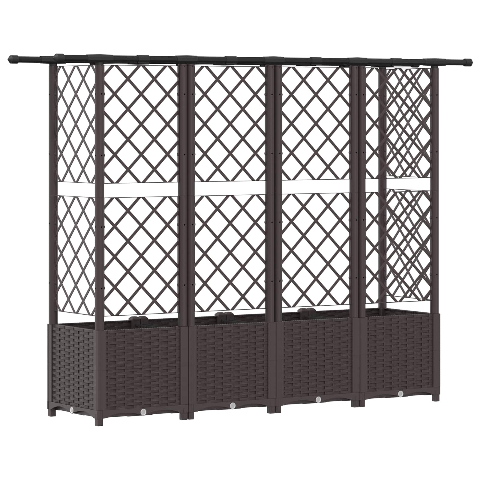 Letto Rialzato con Griglia e Tetto Marrone 202 x 40 x 136 cm PP