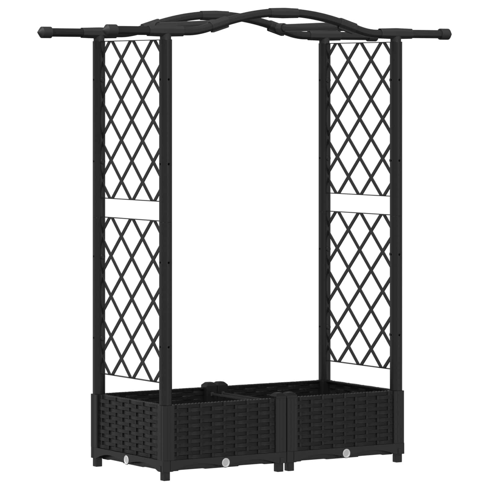 Letto Rialzato con Griglia e Tetto Nero 124 x 40 x 123 cm PP