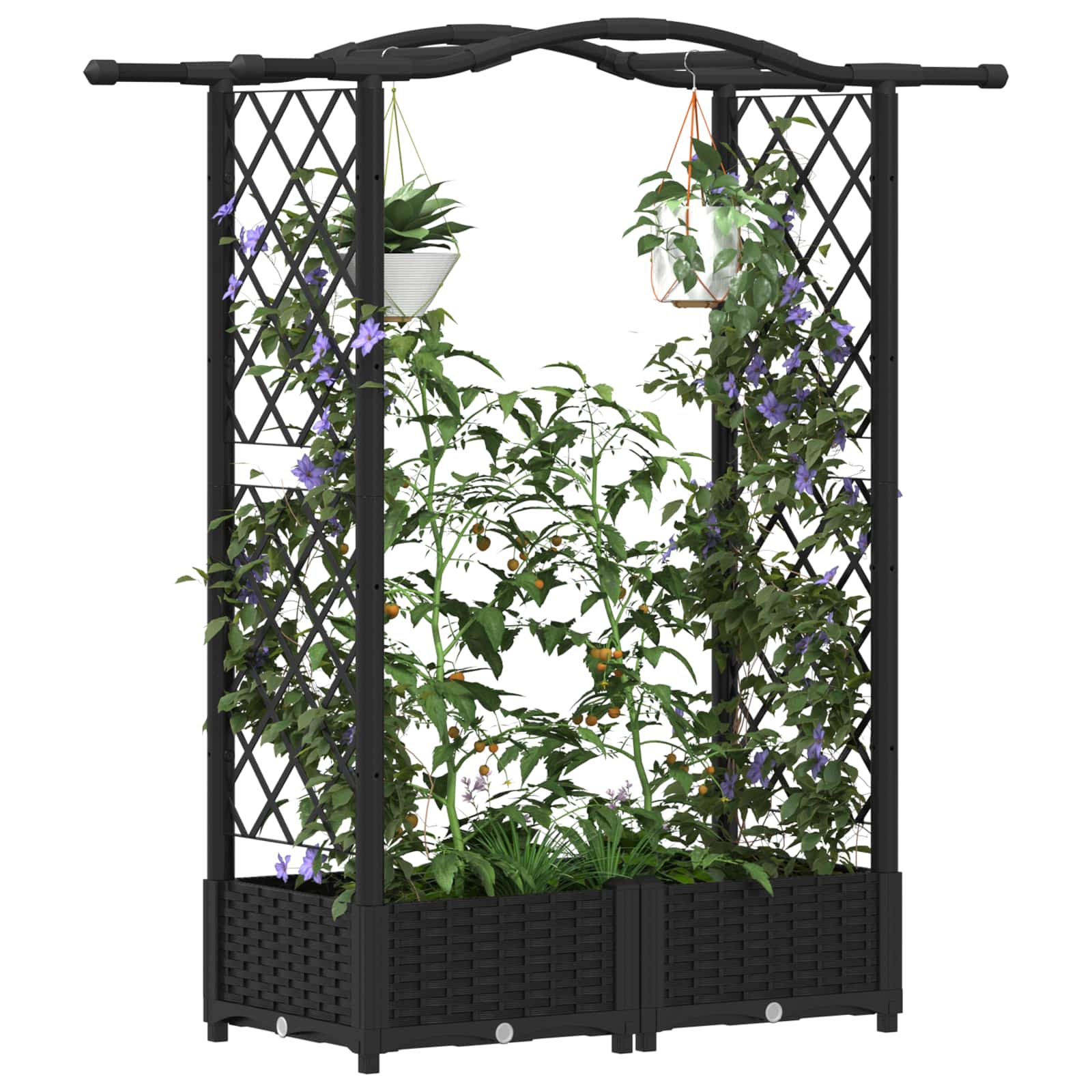 Letto Rialzato con Griglia e Tetto Nero 124 x 40 x 123 cm PP