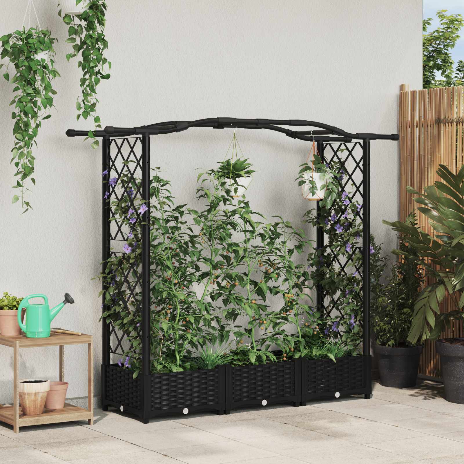 Letto Rialzato con Griglia e Tetto Nero 169 x 40 x 123 cm PP