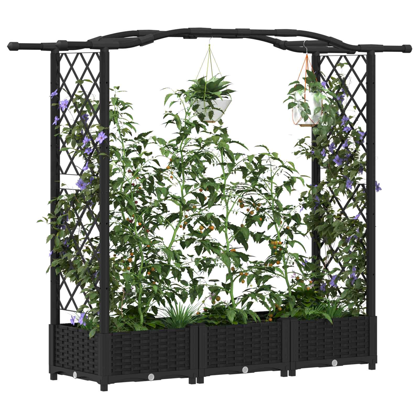 Letto Rialzato con Griglia e Tetto Nero 169 x 40 x 123 cm PP