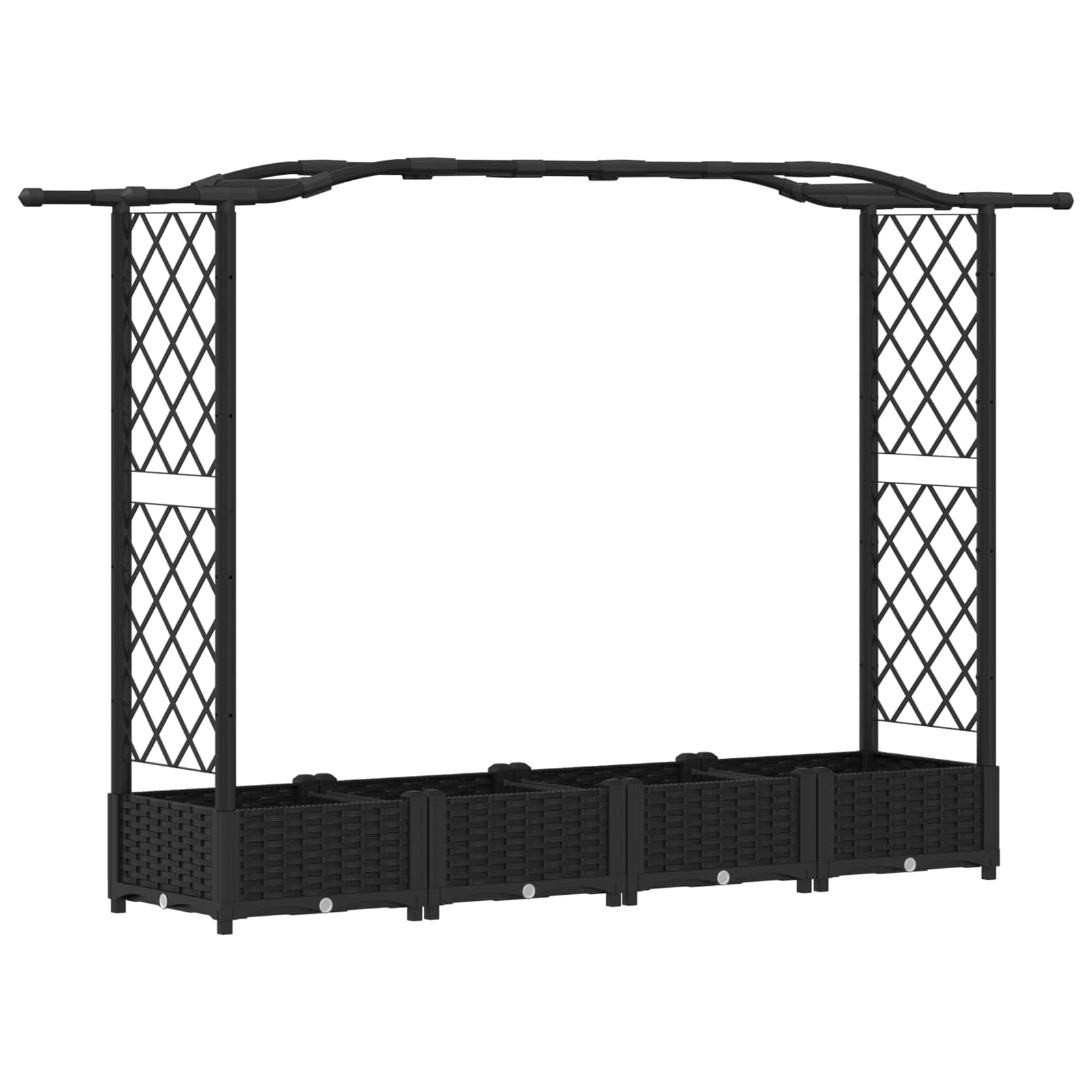 Letto Rialzato con Griglia e Tetto Nero 207 x 40 x 123 cm PP