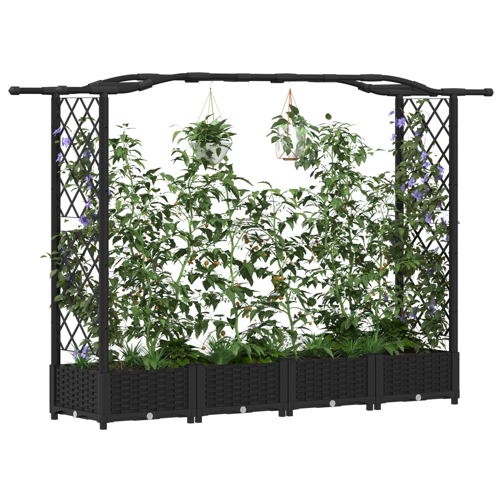 Letto Rialzato con Griglia e Tetto Nero 207 x 40 x 123 cm PP