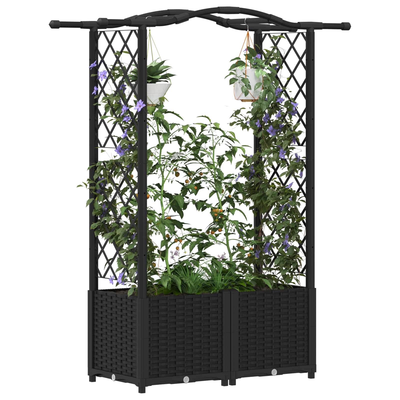 Letto Rialzato con Griglia e Tetto Nero 125 x 40 x 138 cm PP