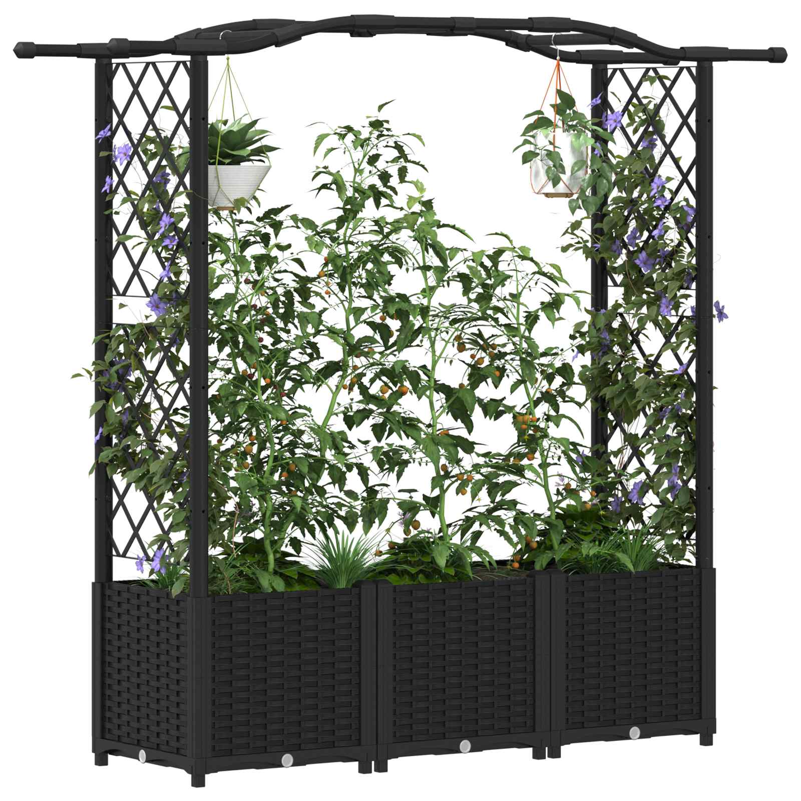 Letto Rialzato con Griglia e Tetto Nero 164 x 40 x 138 cm PP