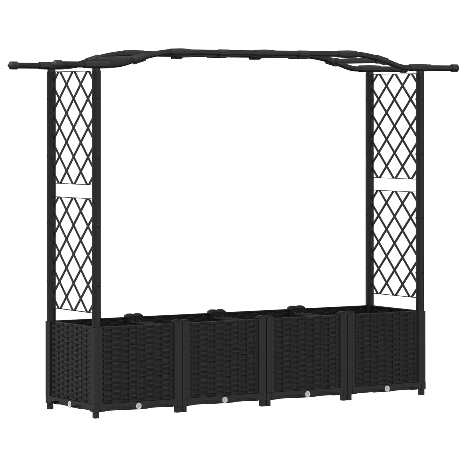 Letto Rialzato con Griglia e Tetto Nero 204 x 40 x 138 cm PP