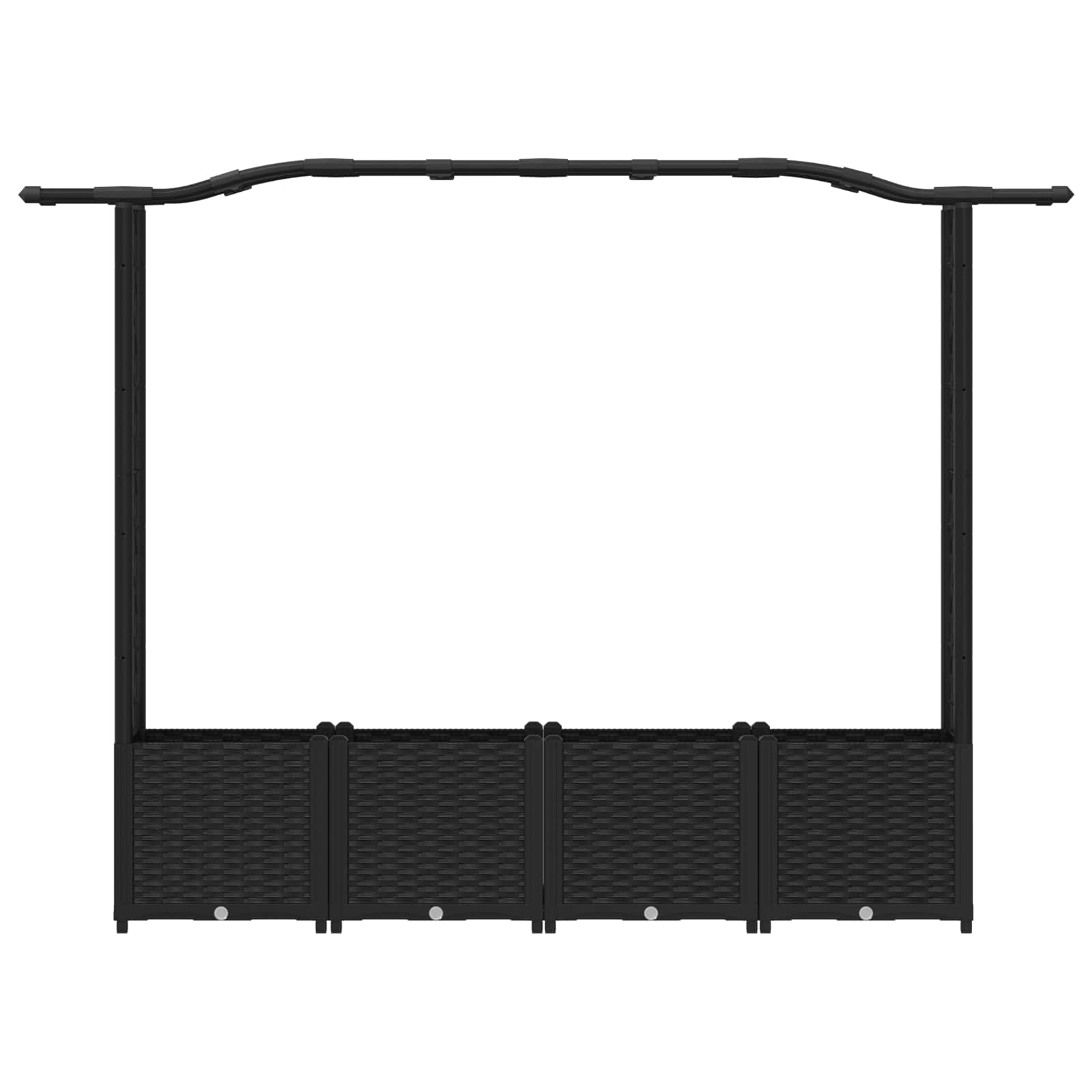 Letto Rialzato con Griglia e Tetto Nero 204 x 40 x 138 cm PP