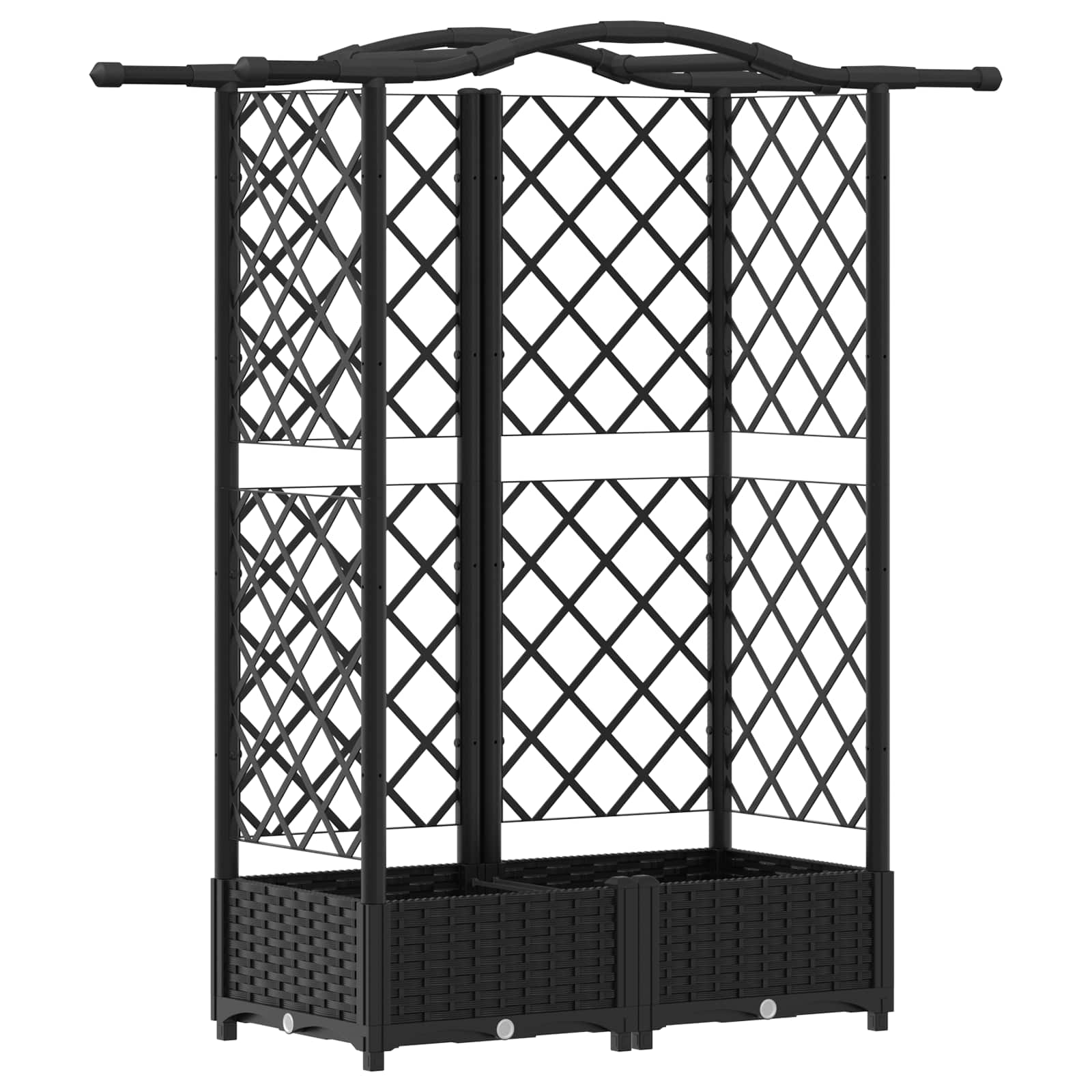Letto Rialzato con Griglia e Tetto Nero 124 x 40 x 123 cm PP