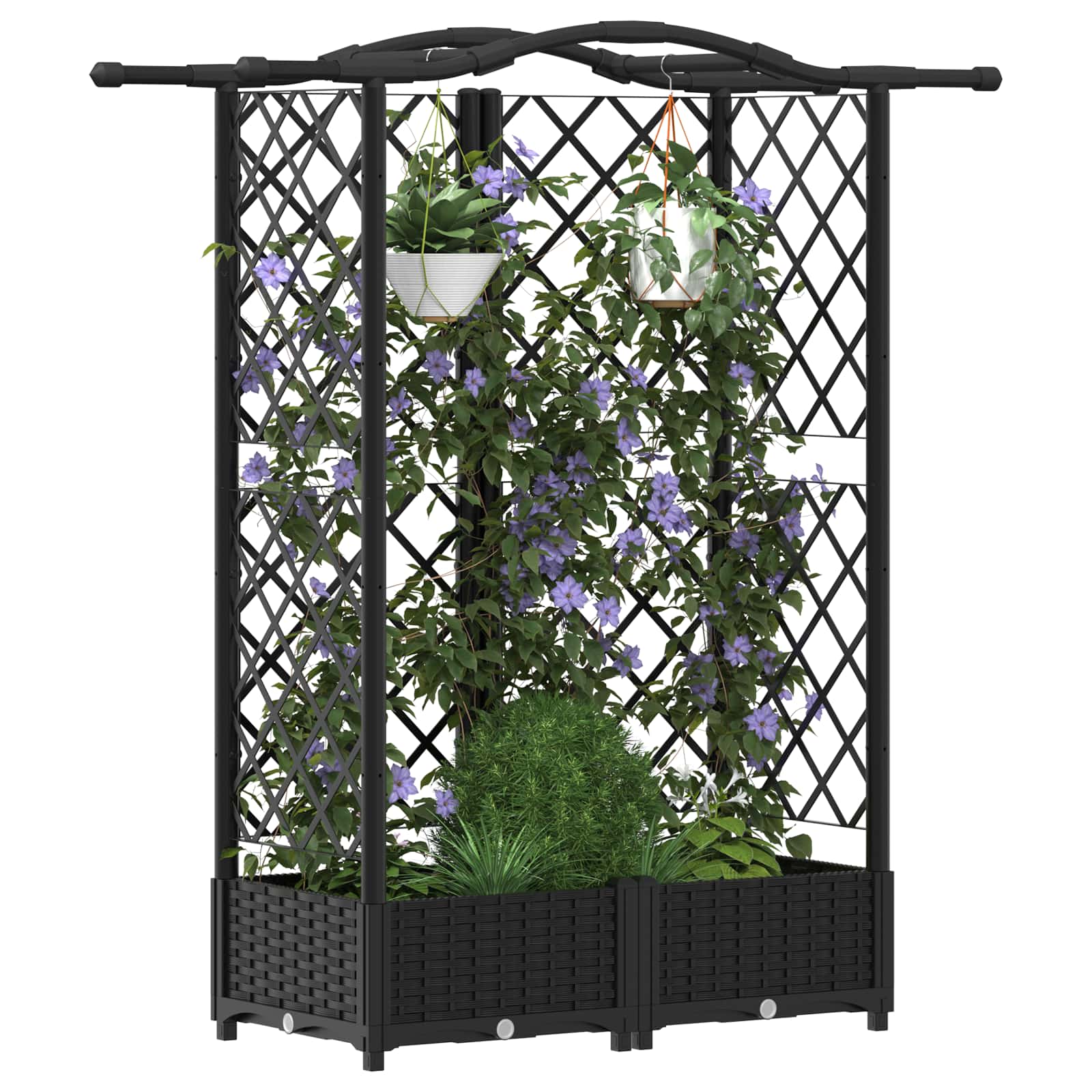 Letto Rialzato con Griglia e Tetto Nero 124 x 40 x 123 cm PP