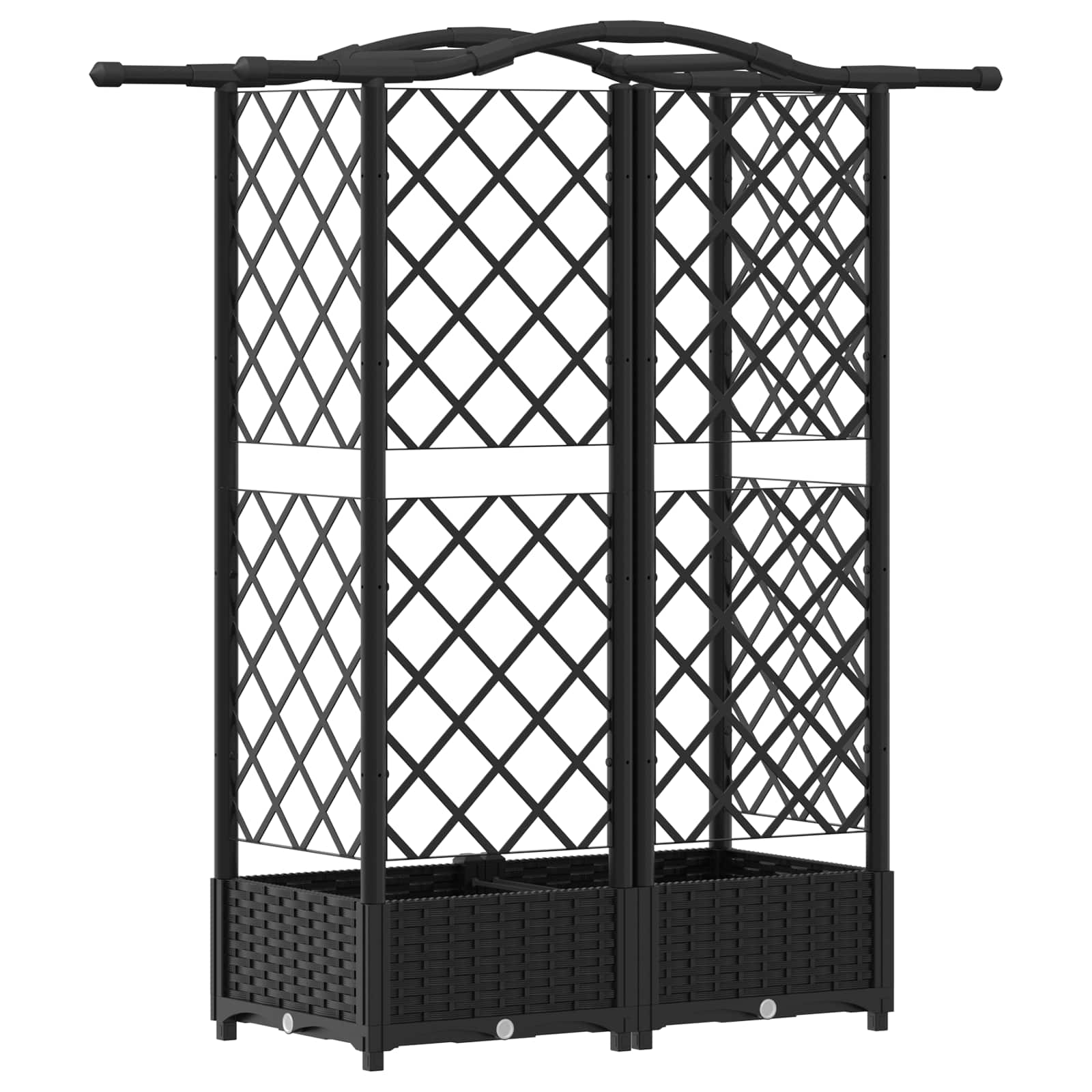 Letto Rialzato con Griglia e Tetto Nero 124 x 40 x 123 cm PP