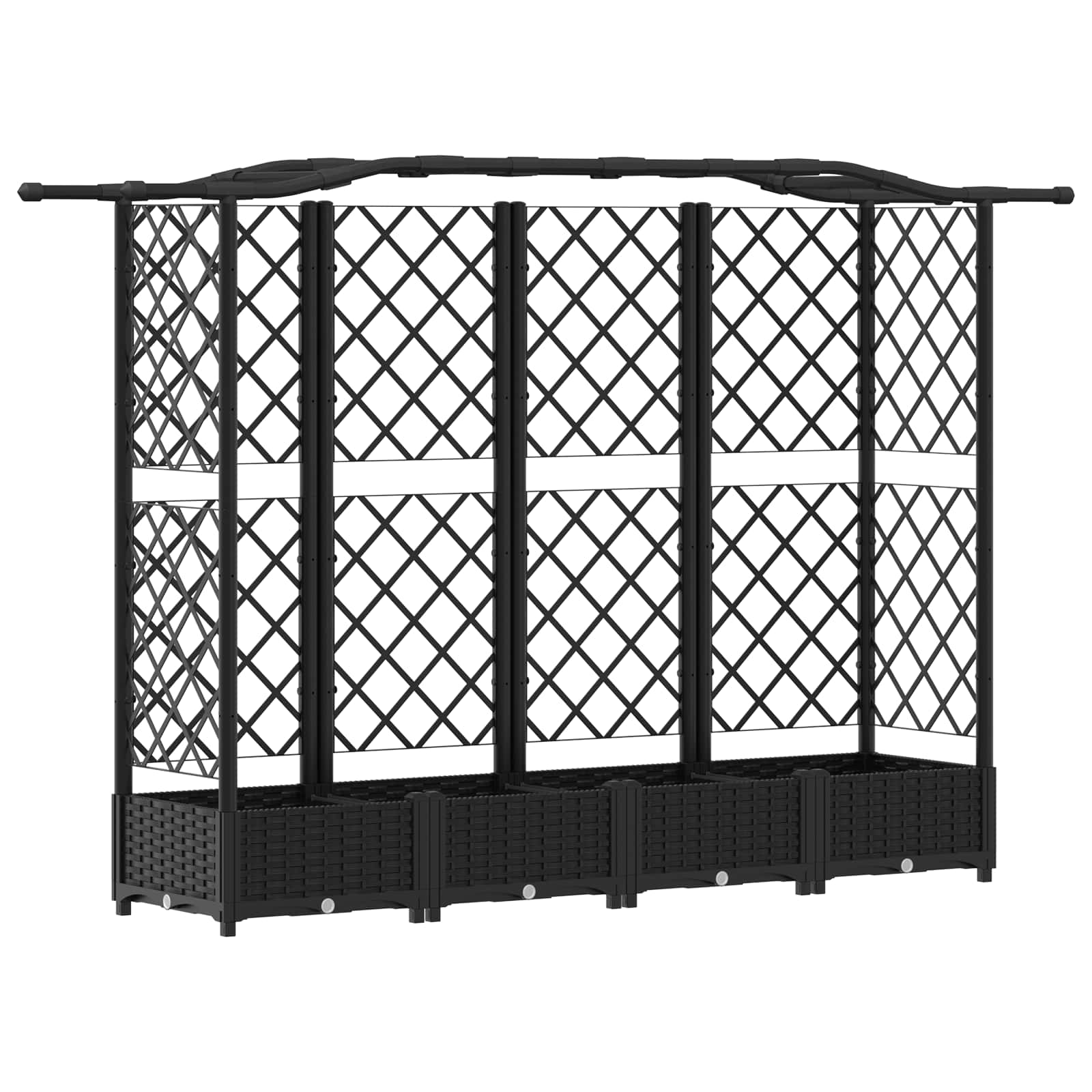 Letto Rialzato con Griglia e Tetto Nero 203,5 x 40 x 123 cm PP
