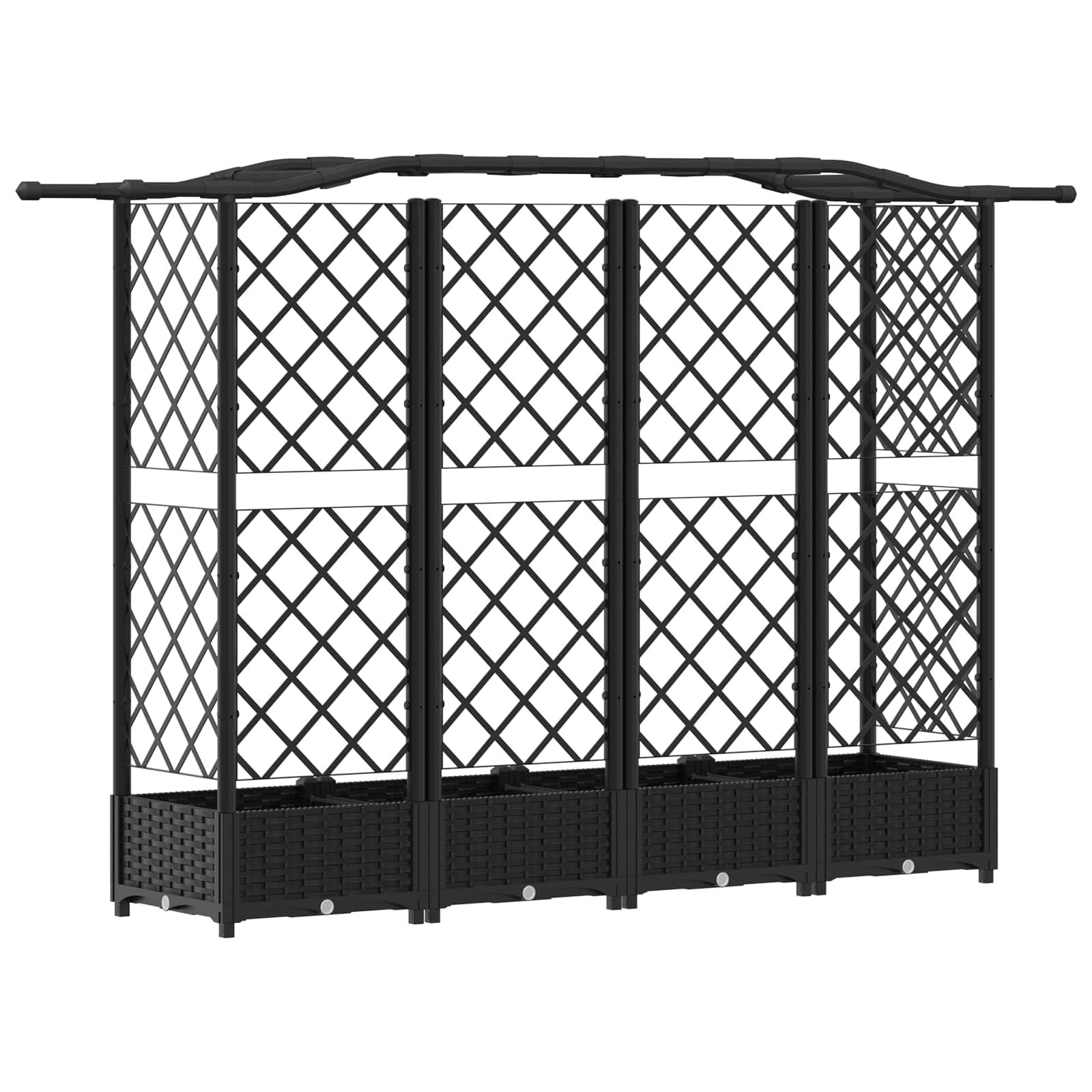 Letto Rialzato con Griglia e Tetto Nero 203,5 x 40 x 123 cm PP