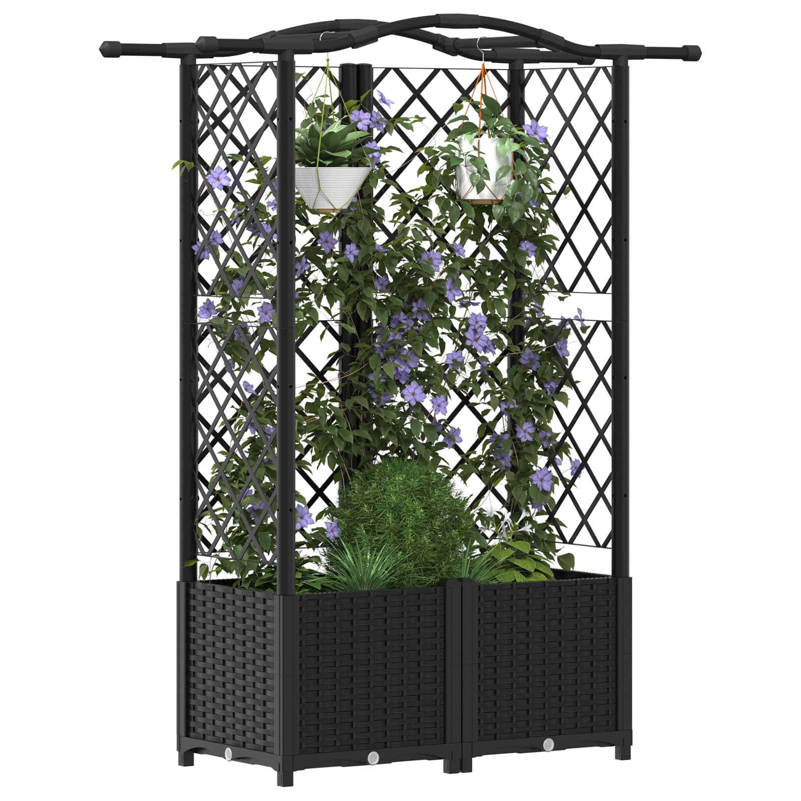 Letto Rialzato con Griglia e Tetto Nero 122 x 40 x 138 cm PP