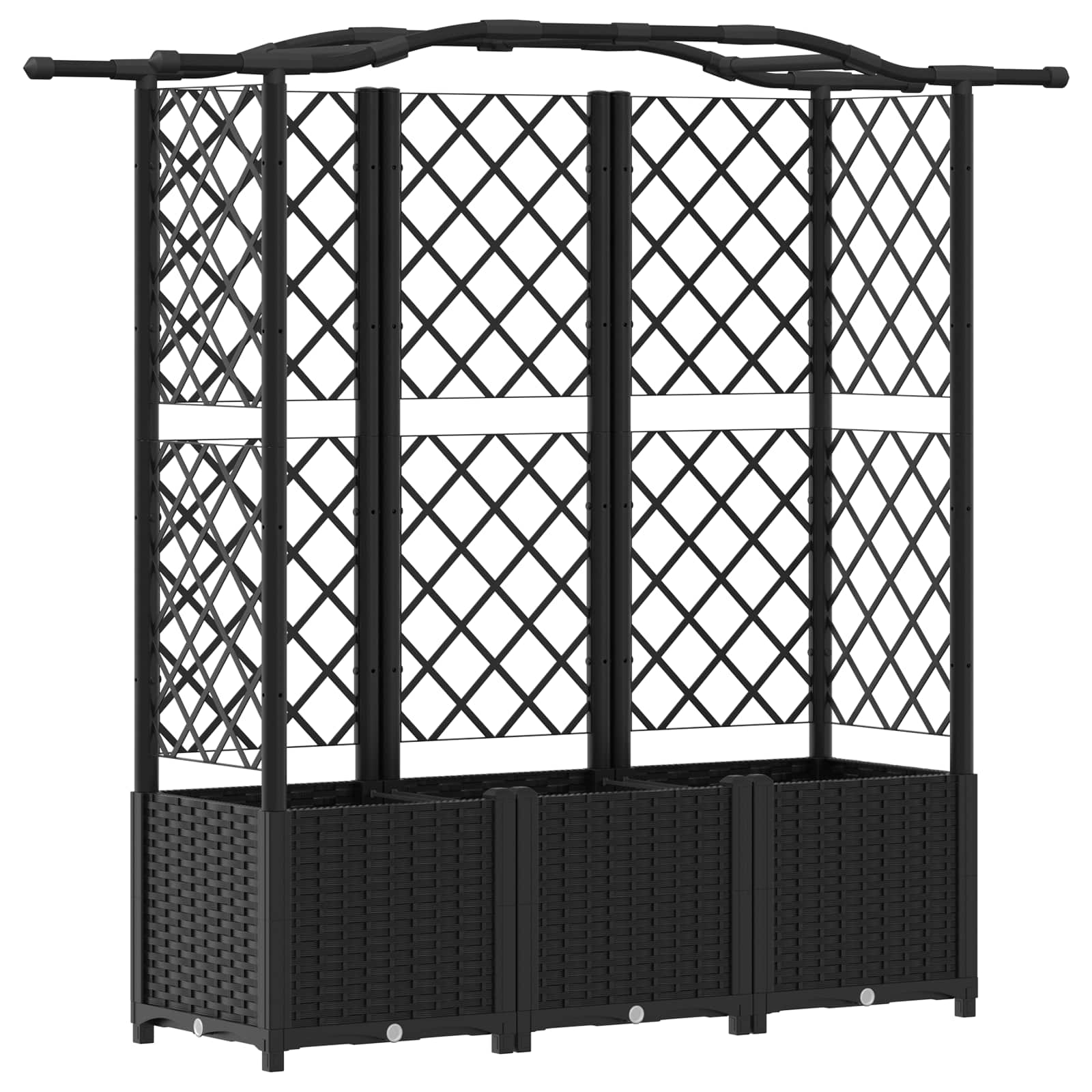Letto Rialzato con Griglia e Tetto Nero 163 x 40 x 138 cm PP