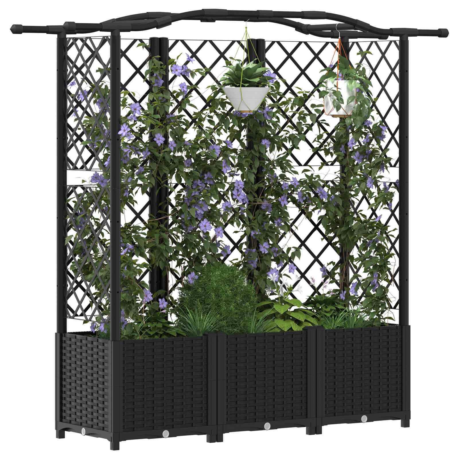 Letto Rialzato con Griglia e Tetto Nero 163 x 40 x 138 cm PP