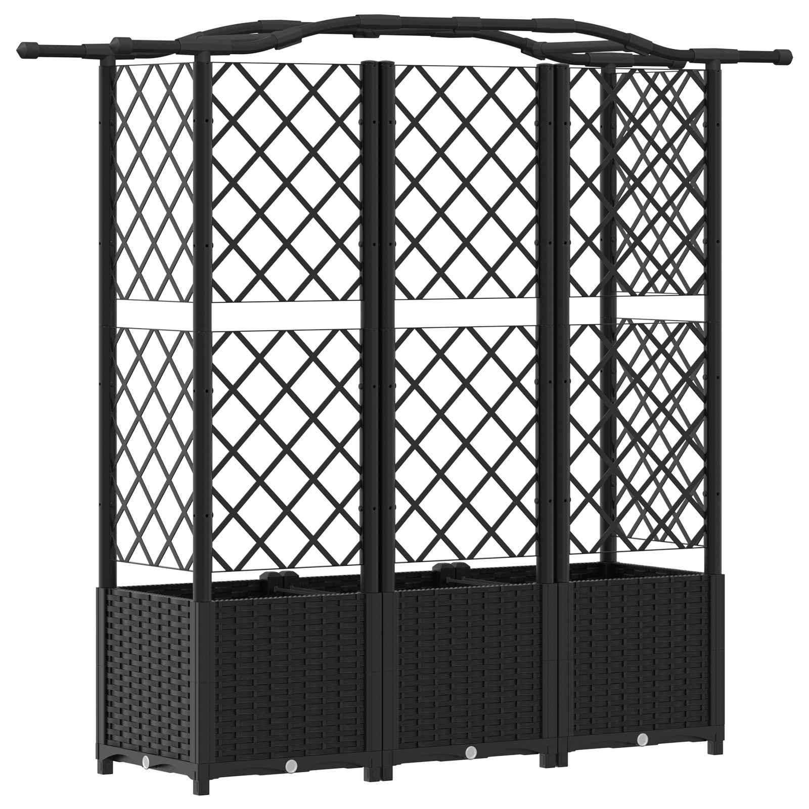 Letto Rialzato con Griglia e Tetto Nero 163 x 40 x 138 cm PP