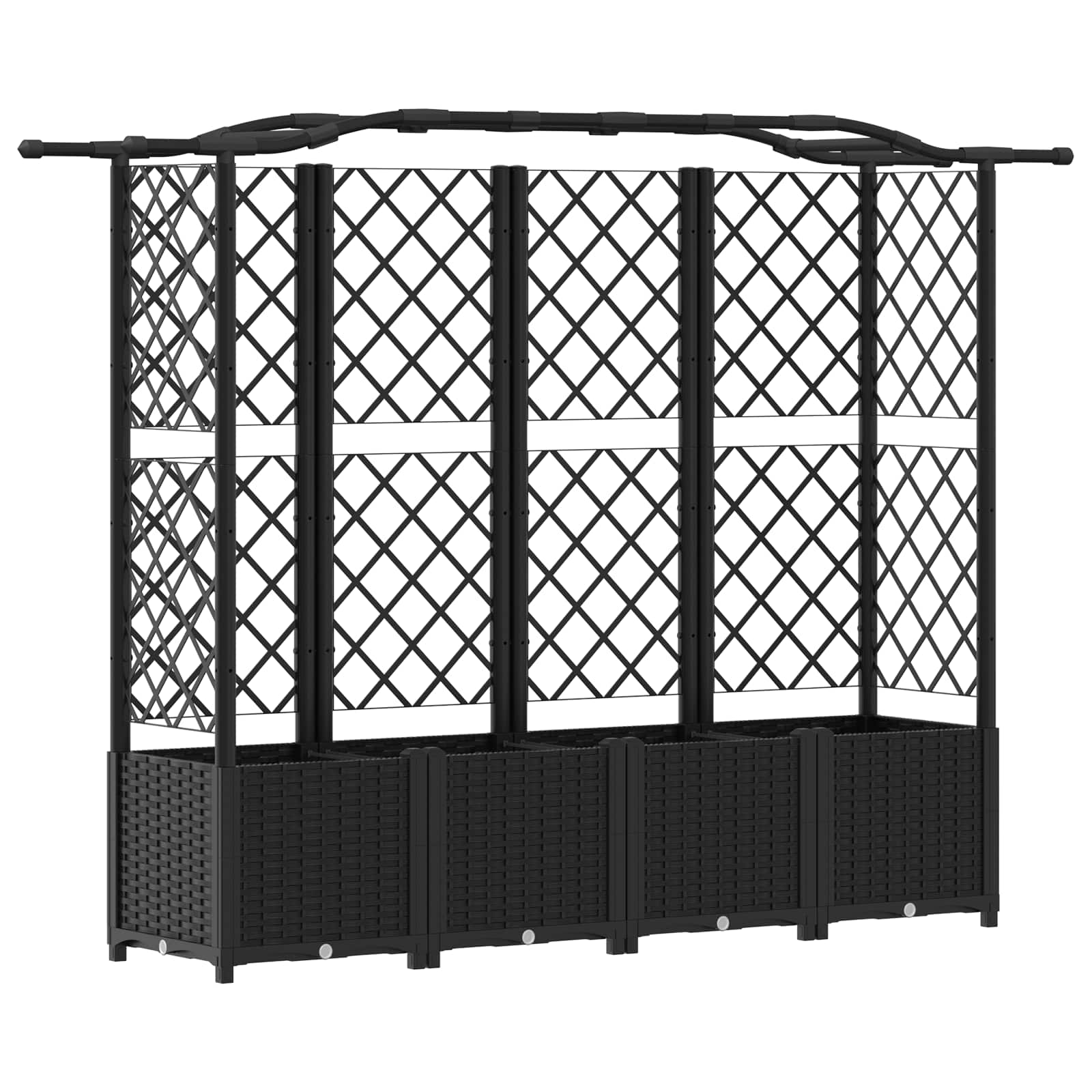 Letto Rialzato con Griglia e Tetto Nero 204 x 40 x 138 cm PP
