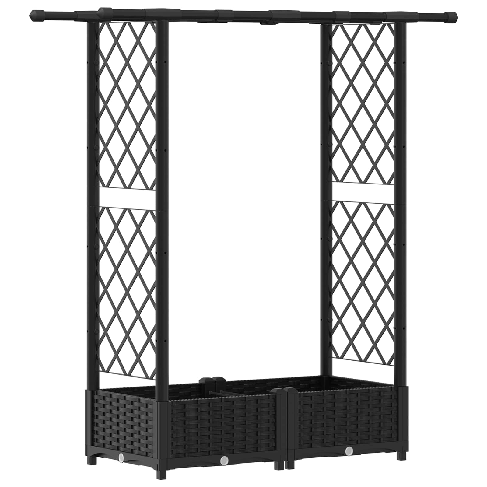 Letto Rialzato con Griglia e Tetto Nero 122,5 x 40 x 121 cm PP
