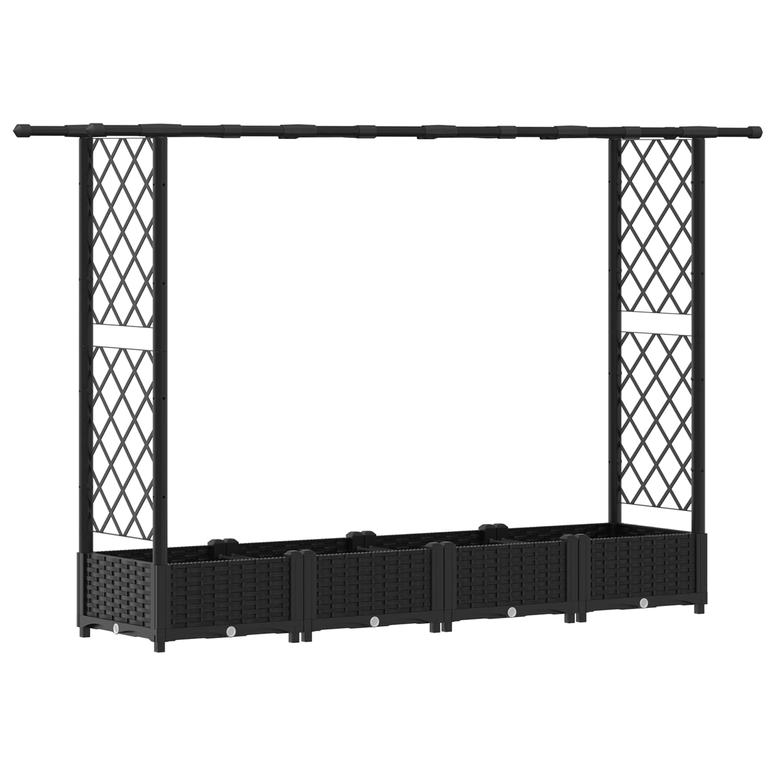Letto Rialzato con Griglia e Tetto Nero 203 x 40 x 121 cm PP