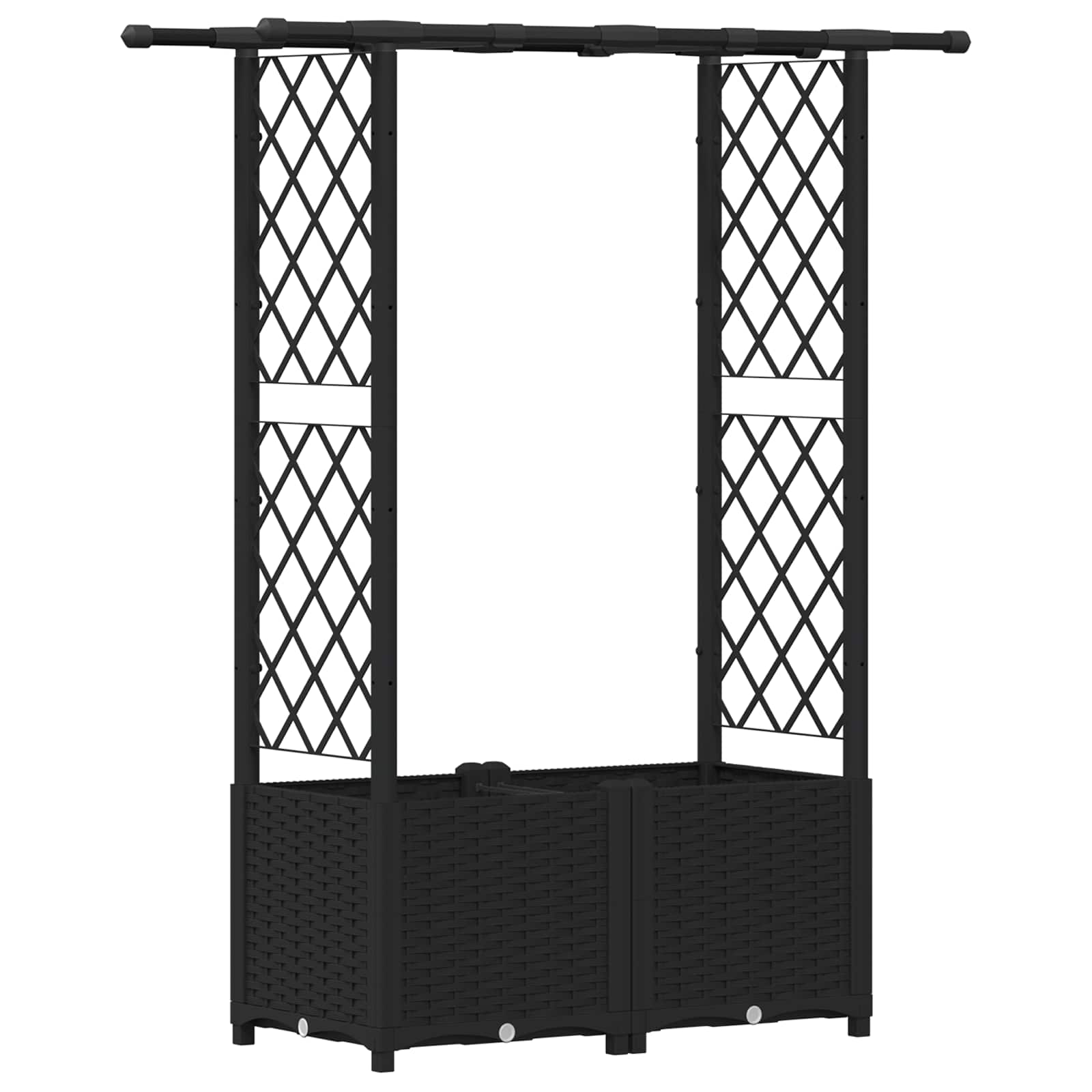 Letto Rialzato con Griglia e Tetto Nero 124,5 x 40 x 136 cm PP