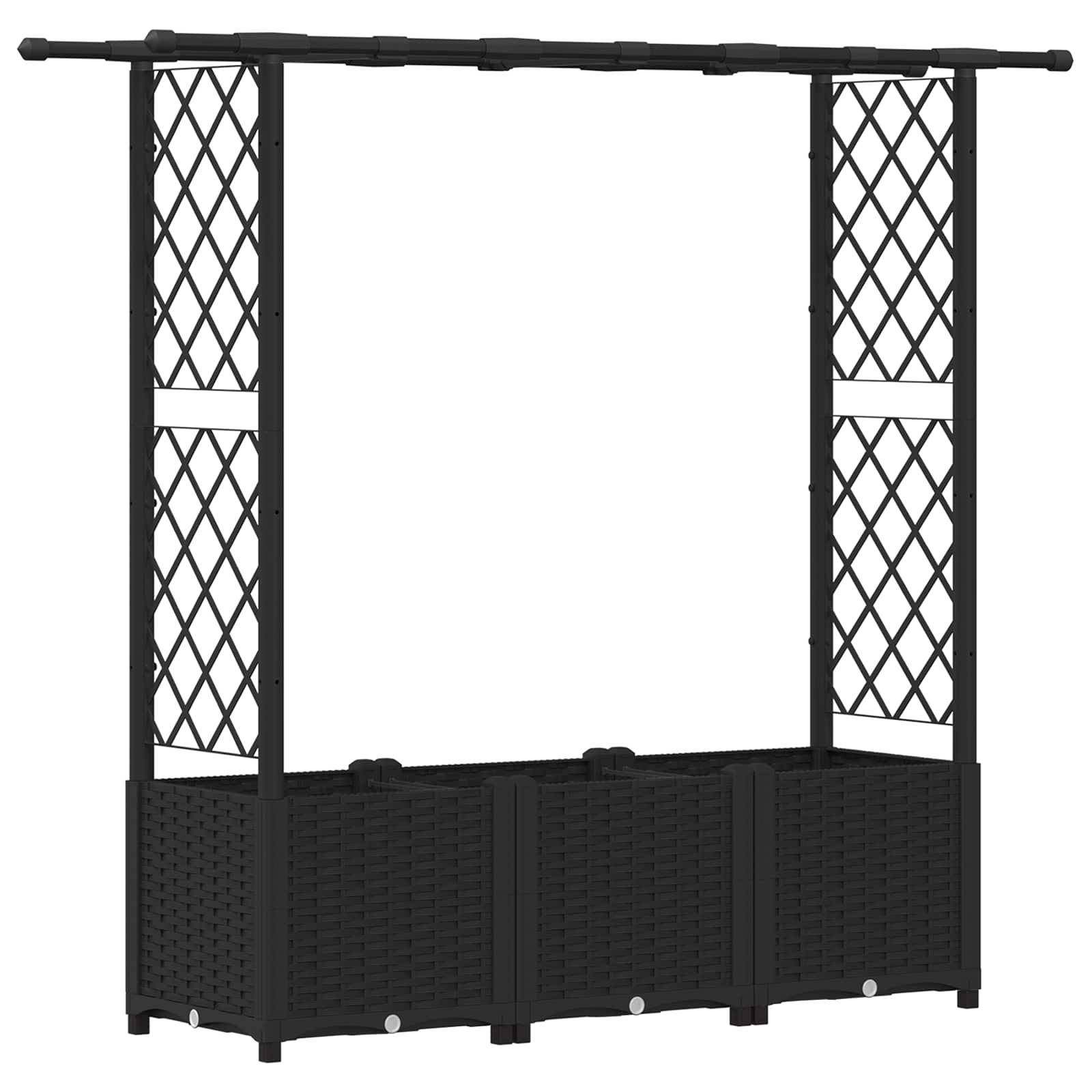 Letto Rialzato con Griglia e Tetto Nero 162,5 x 40 x 136 cm PP