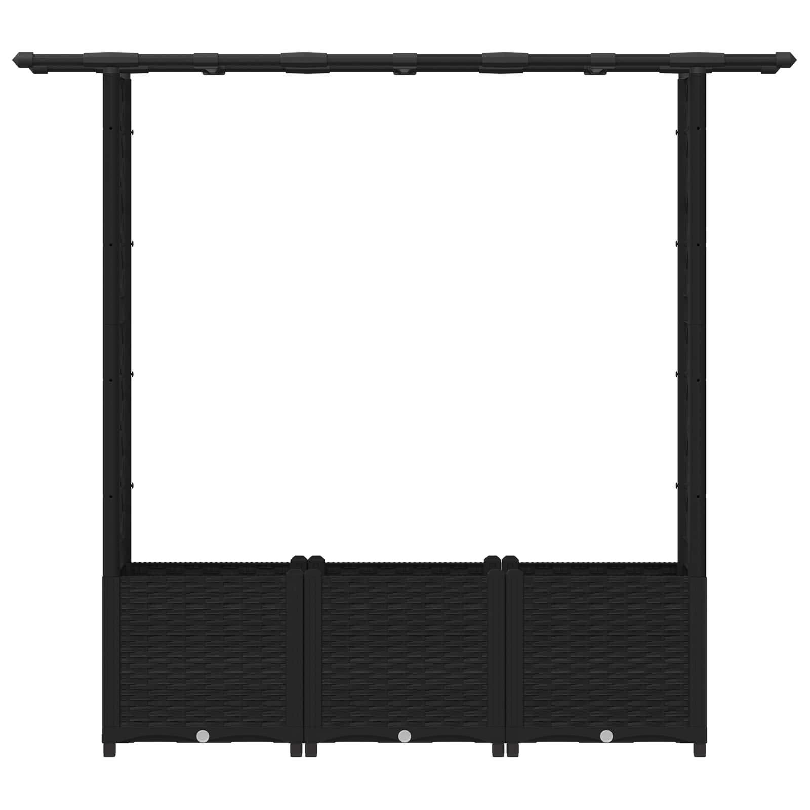 Letto Rialzato con Griglia e Tetto Nero 162,5 x 40 x 136 cm PP
