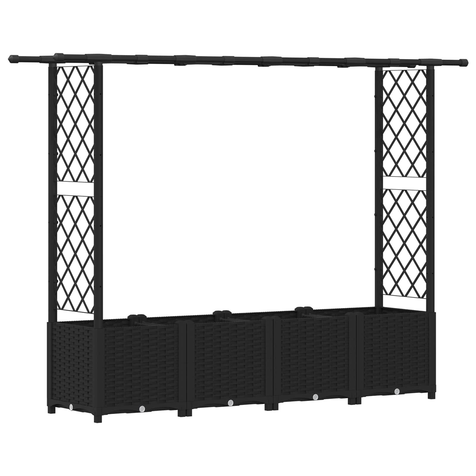Letto Rialzato con Griglia e Tetto Nero 203 x 40 x 136 cm PP