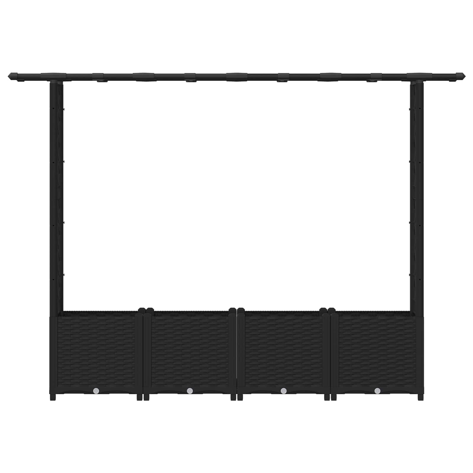 Letto Rialzato con Griglia e Tetto Nero 203 x 40 x 136 cm PP