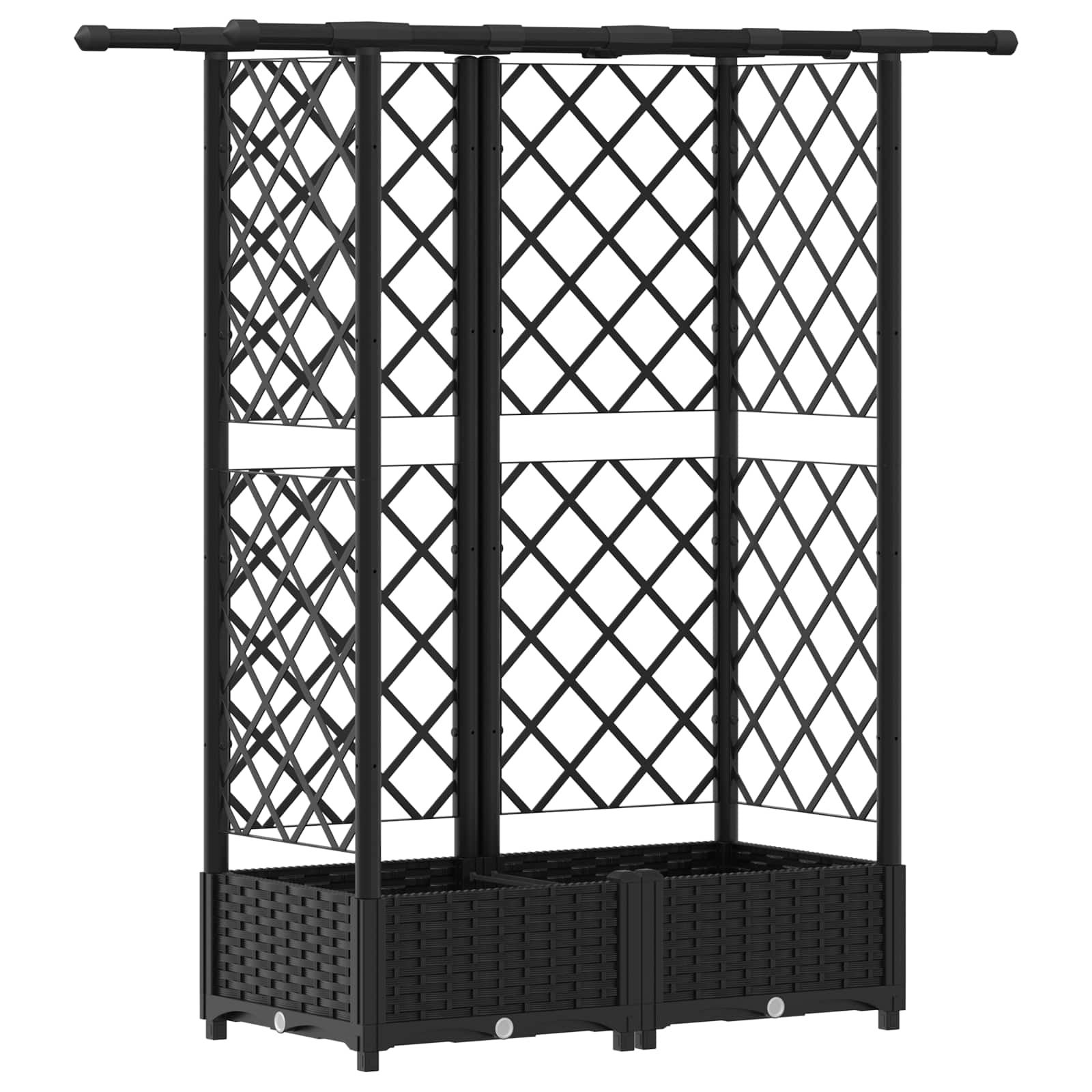 Letto Rialzato con Griglia e Tetto Nero 124 x 40 x 121 cm PP