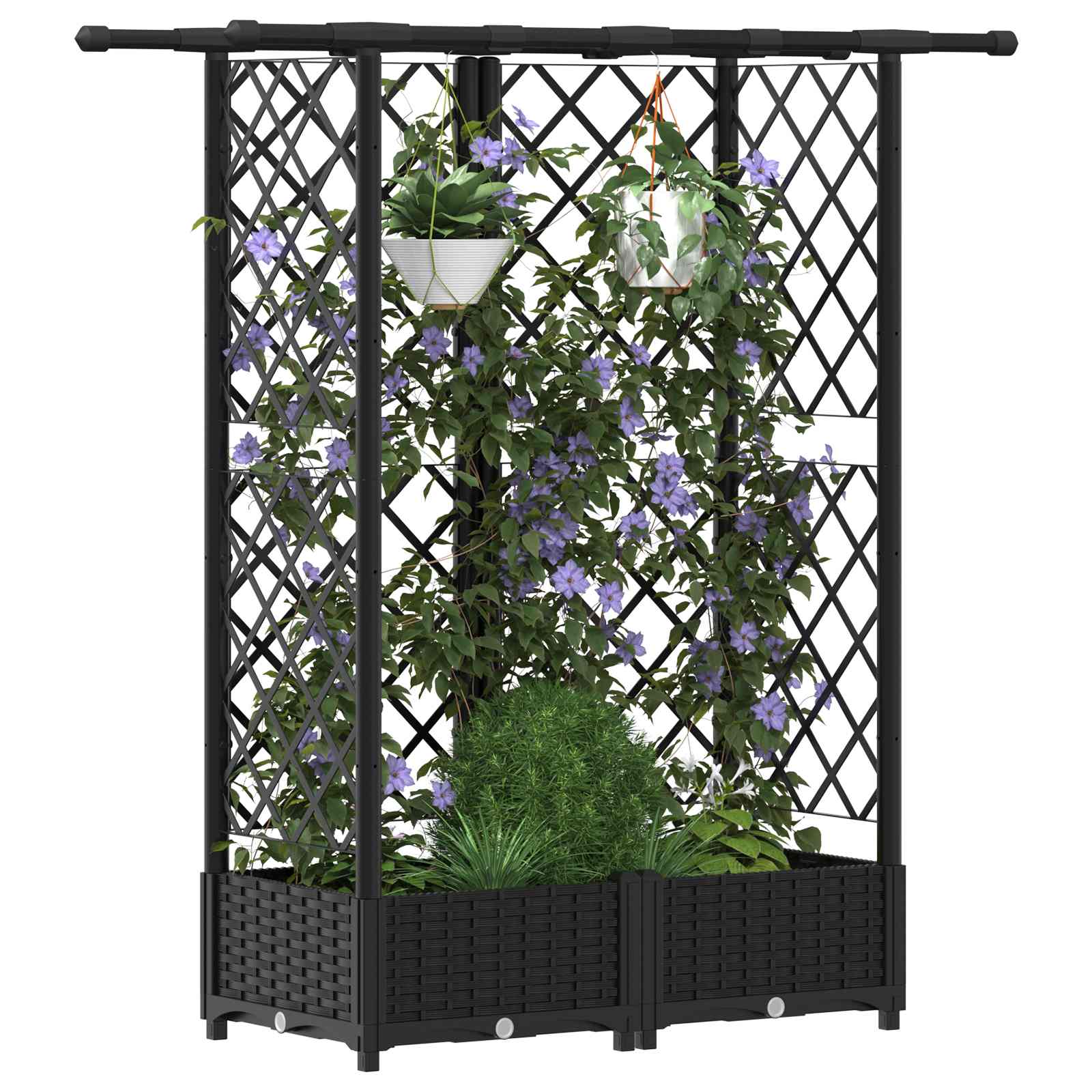 Letto Rialzato con Griglia e Tetto Nero 124 x 40 x 121 cm PP