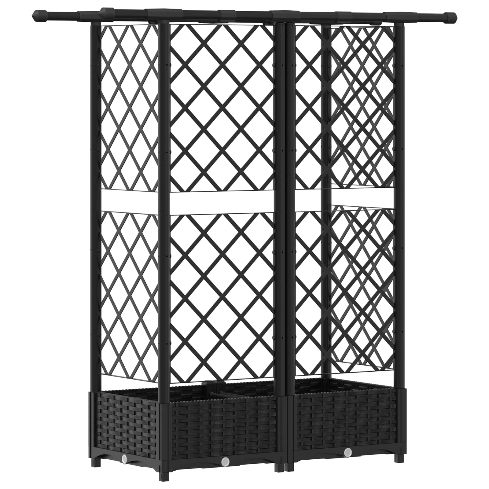 Letto Rialzato con Griglia e Tetto Nero 124 x 40 x 121 cm PP