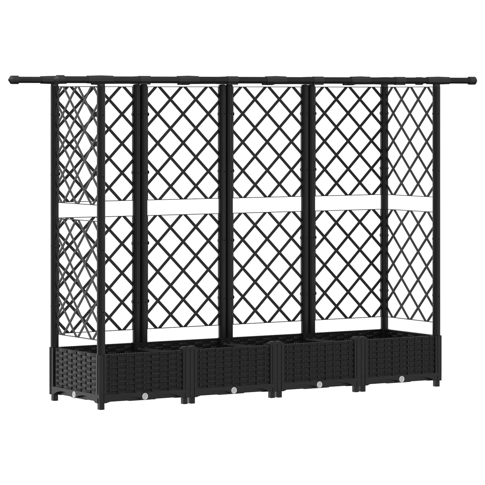Letto Rialzato con Griglia e Tetto Nero 202,5 x 40 x 121 cm PP