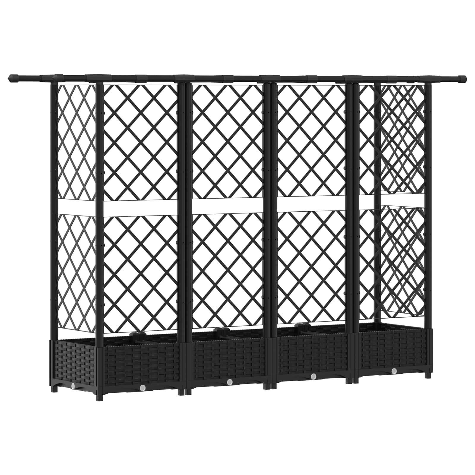 Letto Rialzato con Griglia e Tetto Nero 202,5 x 40 x 121 cm PP