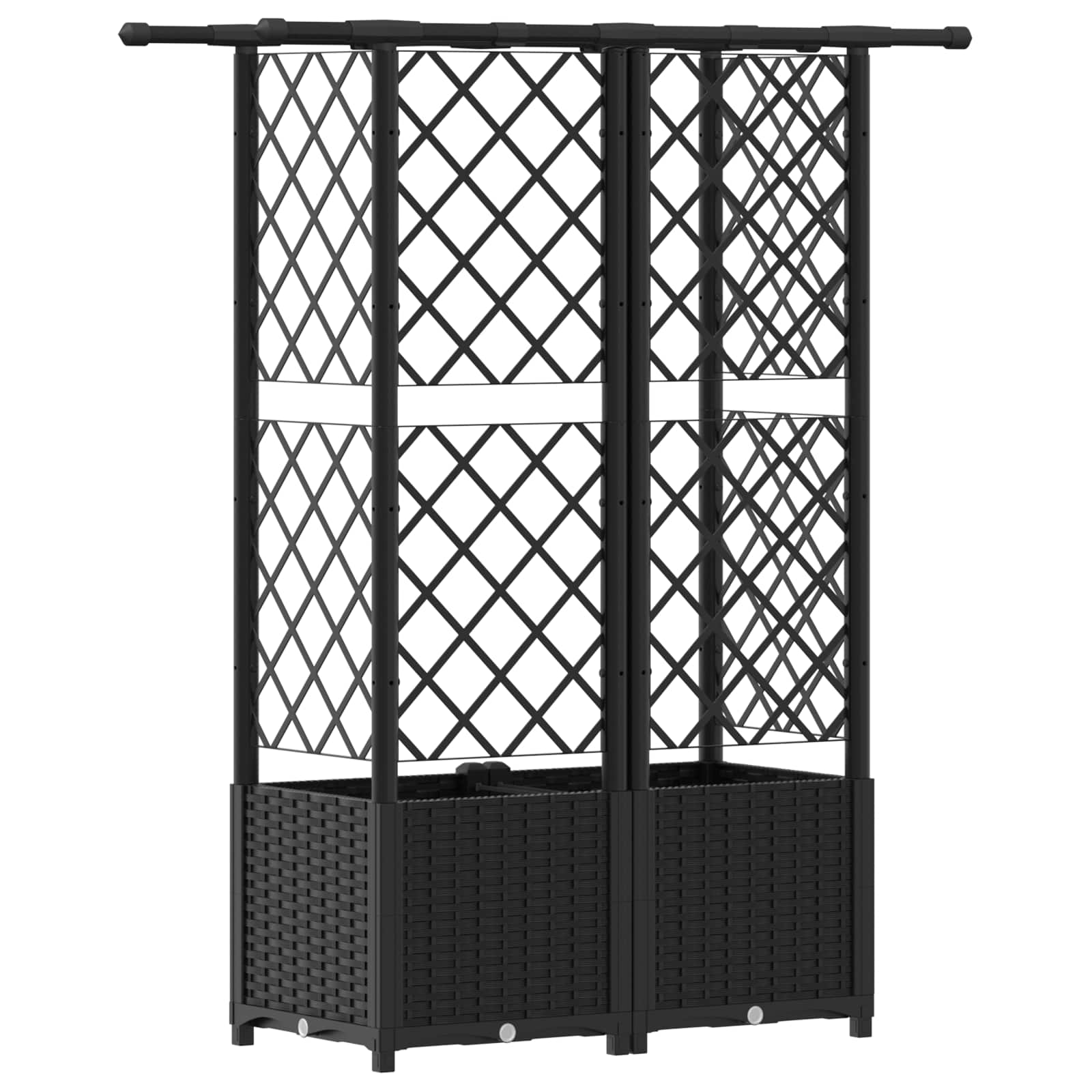 Letto Rialzato con Griglia e Tetto Nero 124 x 40 x 136 cm PP