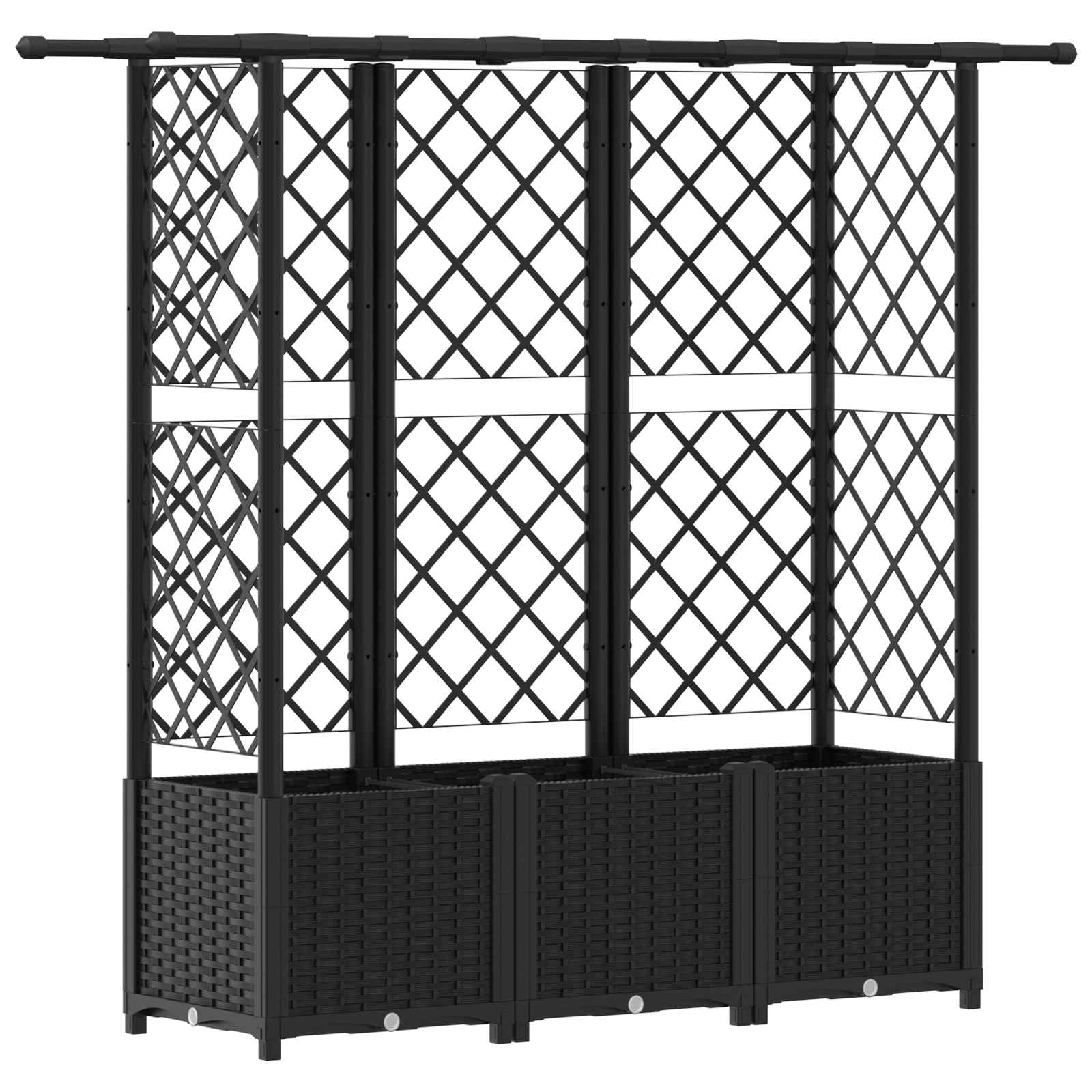Letto Rialzato con Griglia e Tetto Nero 163,5 x 40 x 136 cm PP