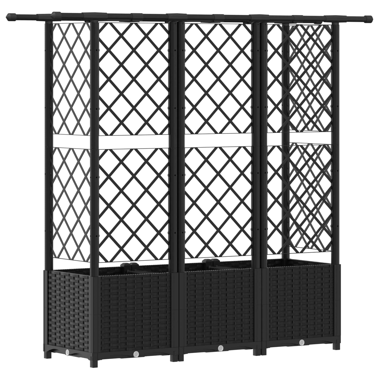 Letto Rialzato con Griglia e Tetto Nero 163,5 x 40 x 136 cm PP
