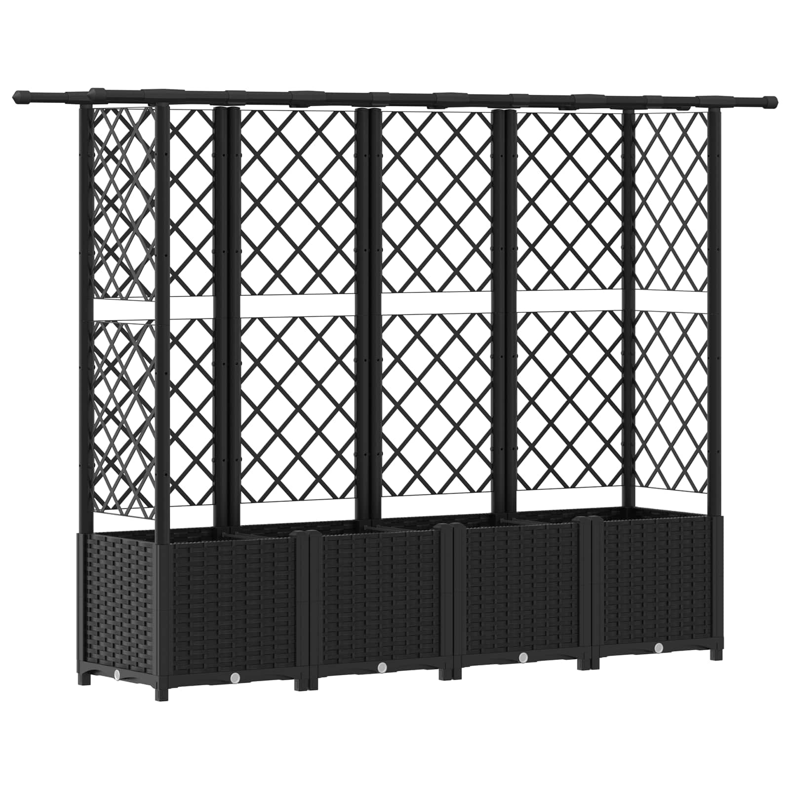 Letto Rialzato con Griglia e Tetto Nero 202 x 40 x 136 cm PP