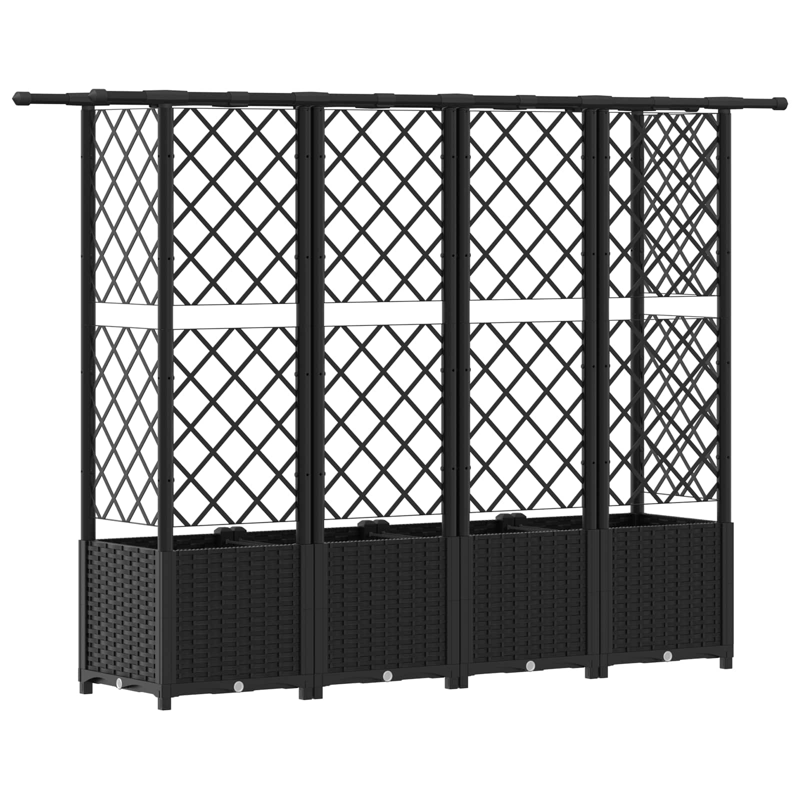 Letto Rialzato con Griglia e Tetto Nero 202 x 40 x 136 cm PP