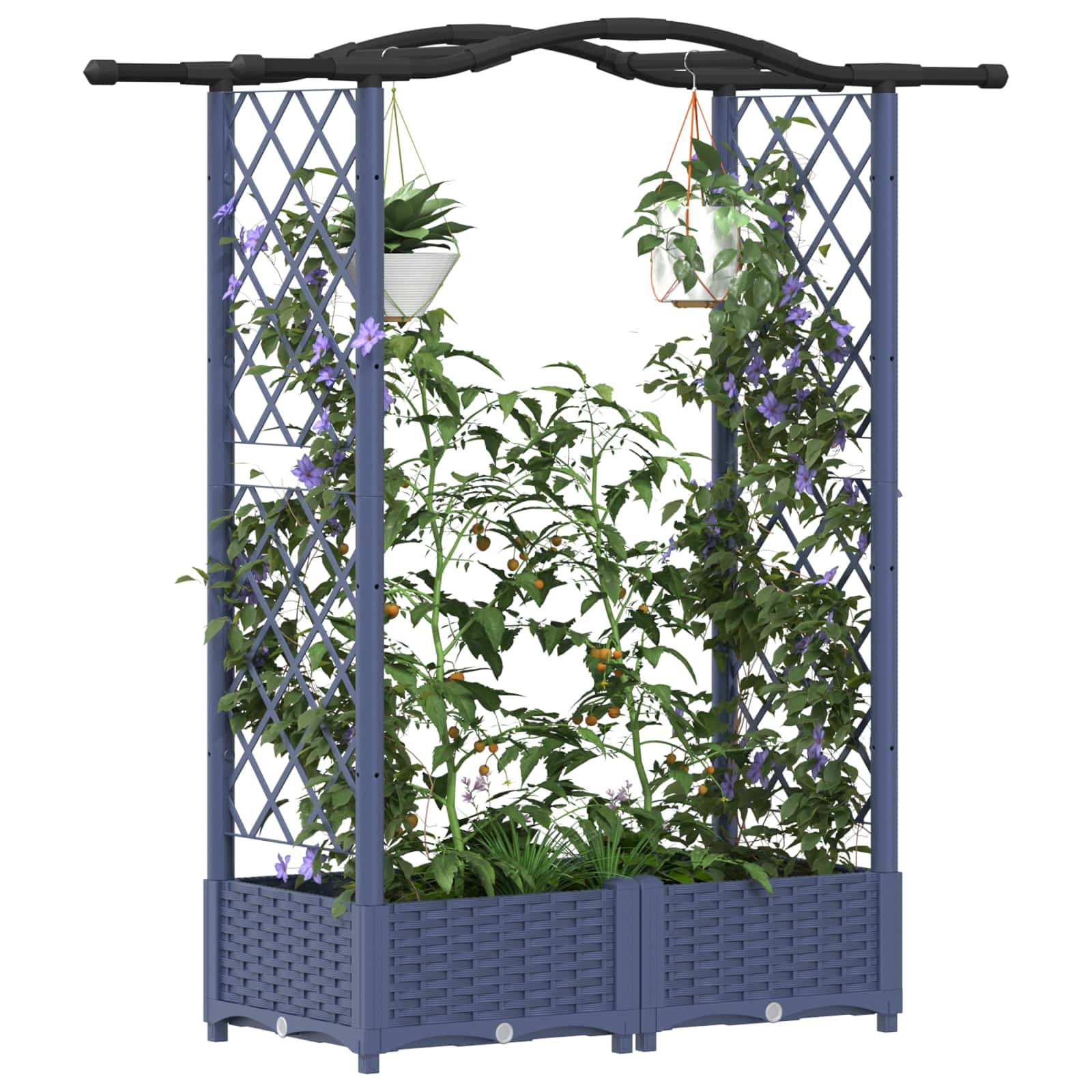 Letto Rialzato con Griglia e Tetto Grigio 124 x 40 x 123 cm PP